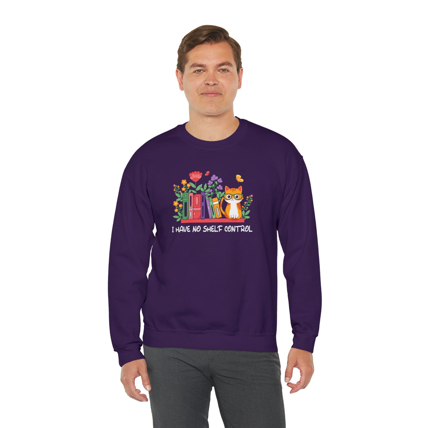 Cat lover Sweatshirt book lover sweater BookShelf control orange cat Shirt Halloween Cat Sweatshirt Gift for Cat Lover Gift for Cat Mom Gift