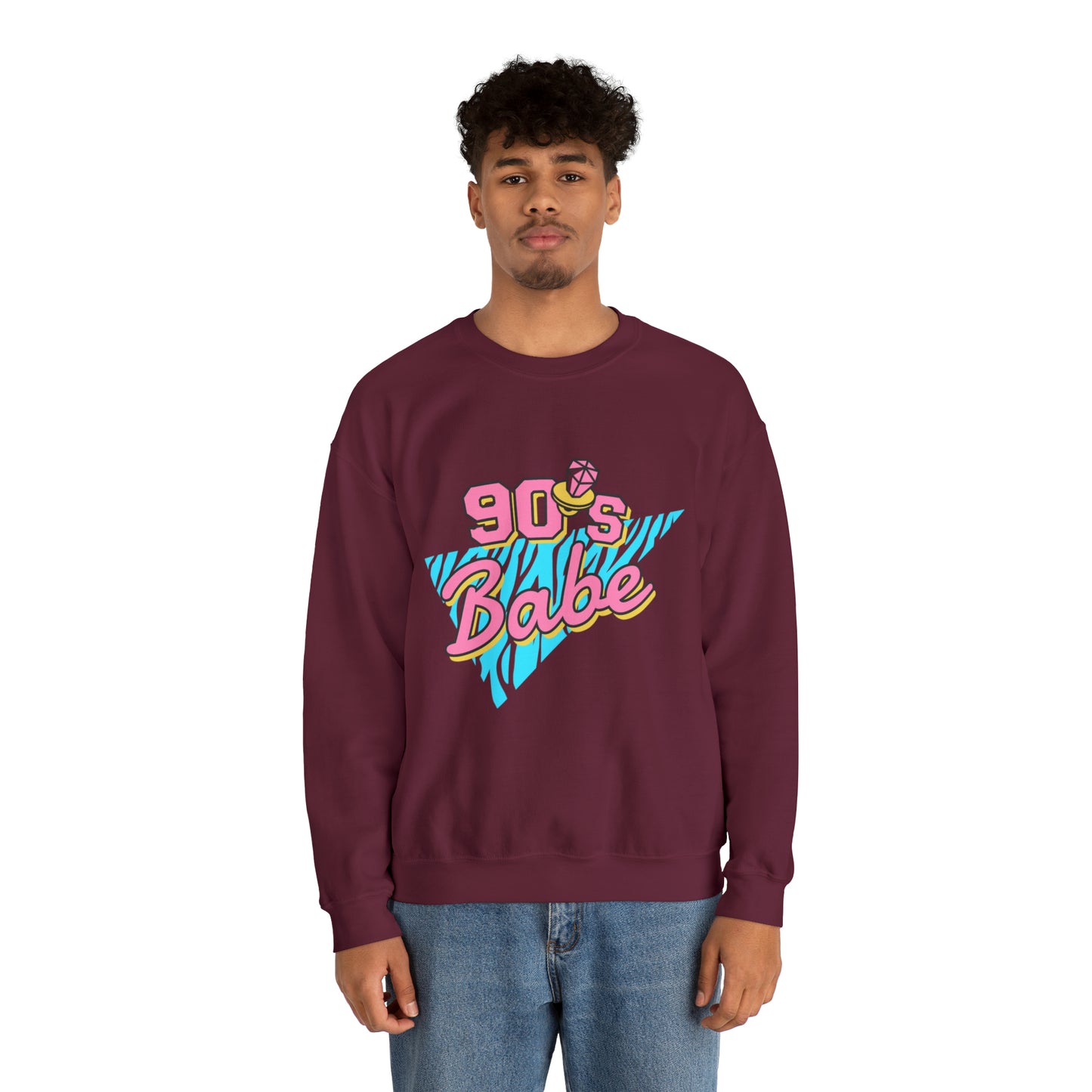 90's Babe Sweatshirt, Pink blue shirt, Unisex Heavy Blend Crewneck Sweatshirt