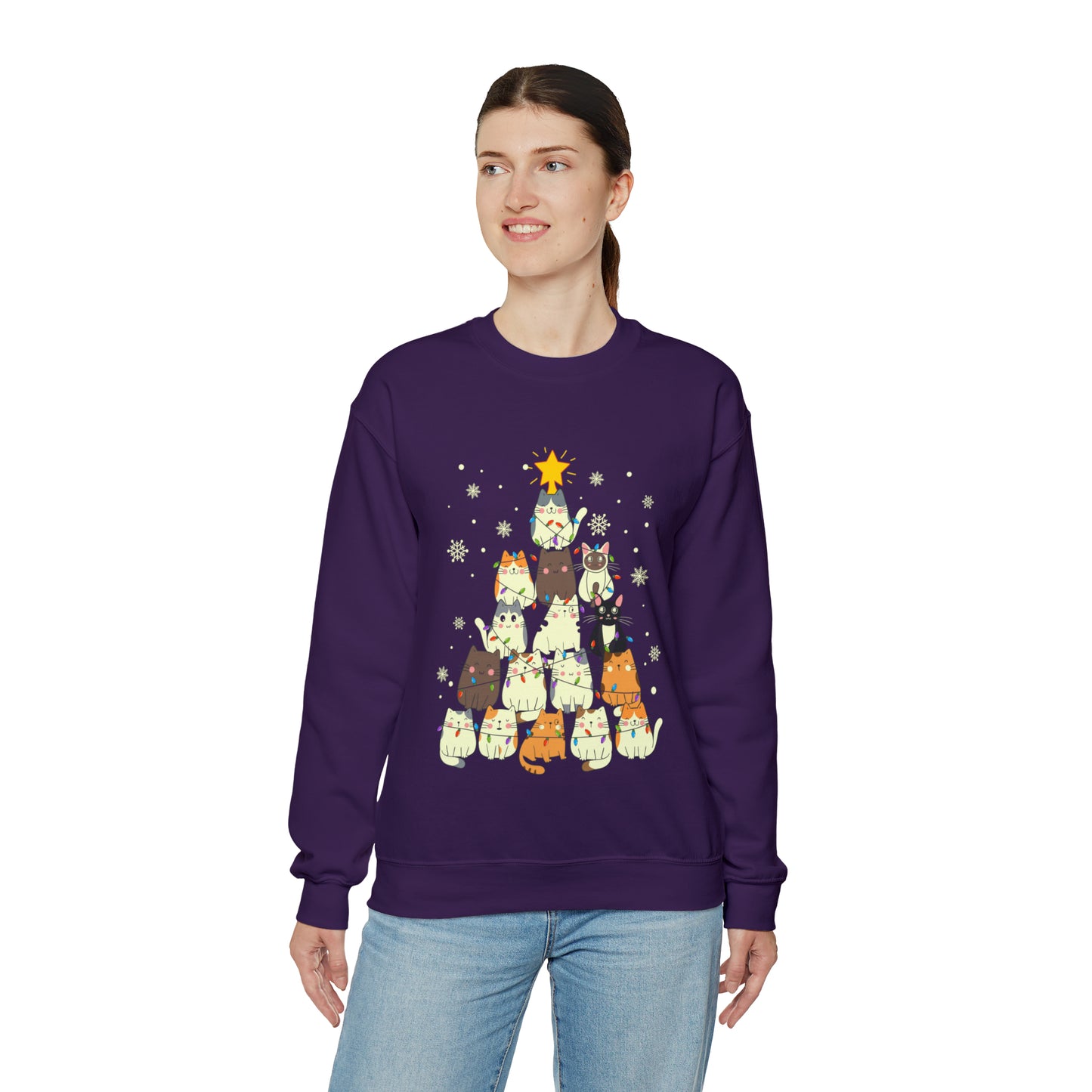 Cat Christmas sweater Kitty Christmas tree sweatshirt Family Cat lover gift for gift for him Merry Bright Christmas sweatshirt Christmas