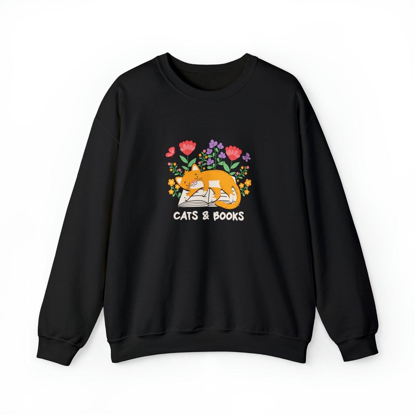 Cat Mom Shirt Cat Lover Tee Cute Book Cat Shirt Floral Book Shirt Book Lover Sweatshirt Reader Bookish Tee Cat Themed Gift For Women for Men