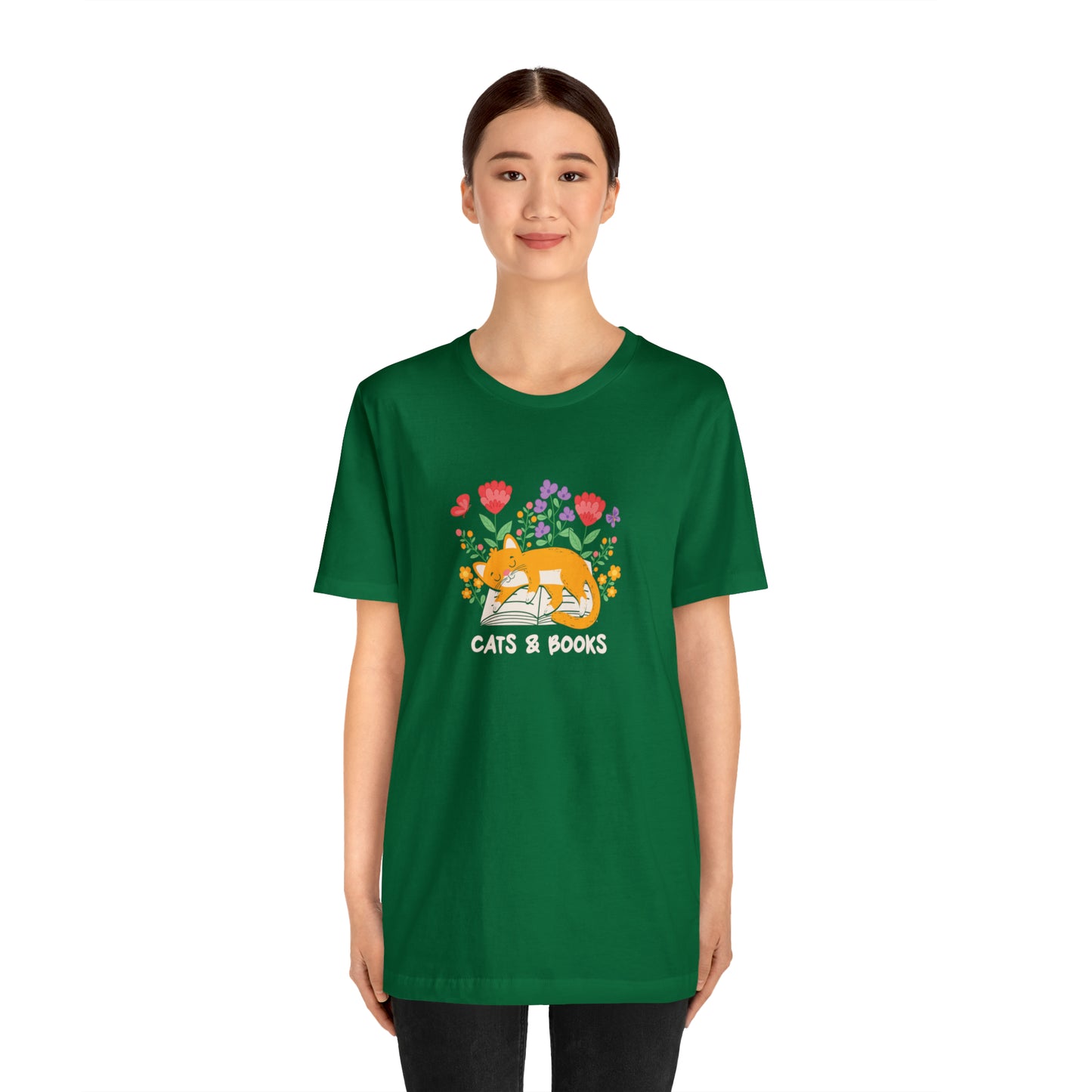 Cat Mom Shirt Cat Lover Tee Cute Book Cat Shirt Floral Book Shirt Book Lover Sweatshirt Reader Bookish Tee Cat Themed Gift For Women for men