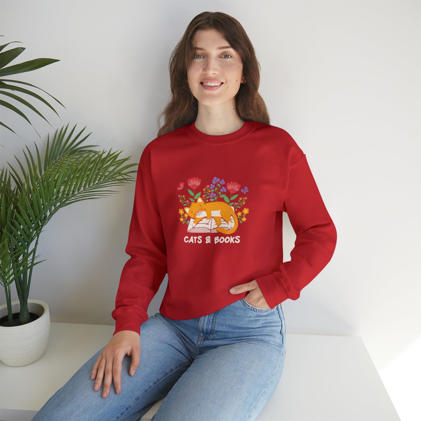 Cat Mom Shirt Cat Lover Tee Cute Book Cat Shirt Floral Book Shirt Book Lover Sweatshirt Reader Bookish Tee Cat Themed Gift For Women for Men
