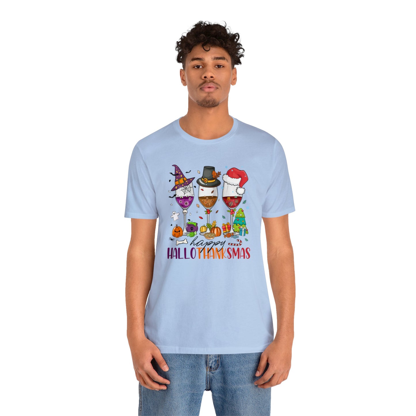 Wine lover shirt Happy holidays shirt Hallothanksmas gift for her gift for him happy Hallothanksmas Shirt Christmas gift Thanksgiving shirt