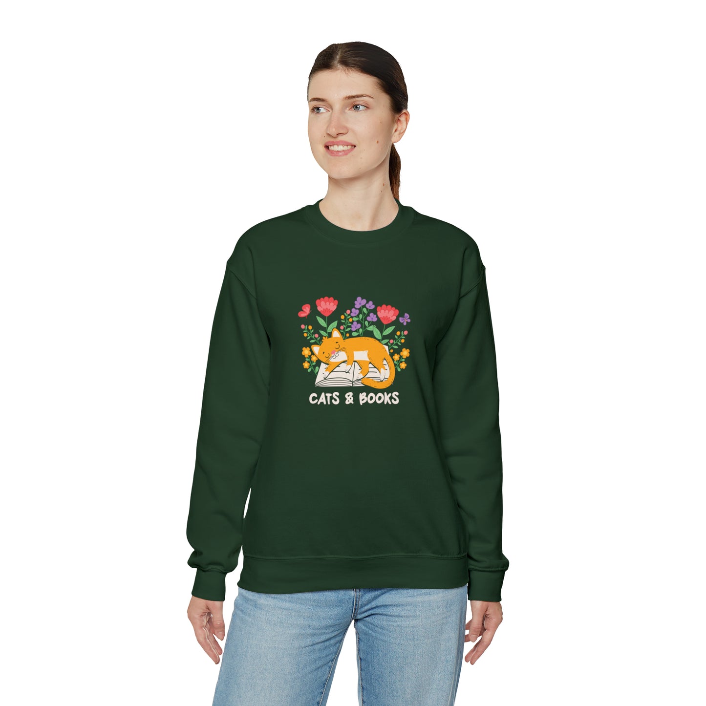 Cat Mom Shirt Cat Lover Tee Cute Book Cat Shirt Floral Book Shirt Book Lover Sweatshirt Reader Bookish Tee Cat Themed Gift For Women for Men