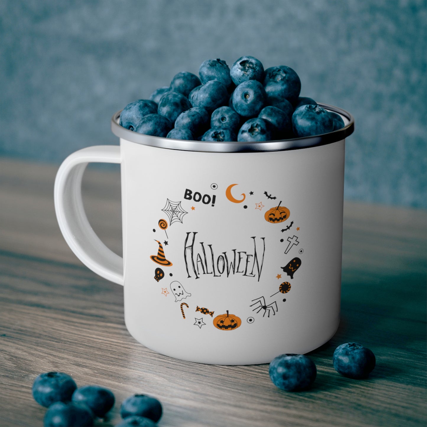 Halloween Mug gift for wife spider pumpkin gift Bossbabe gift for him gift for Mom, gift for wife Christmas gift for her Enamel Camping Mug