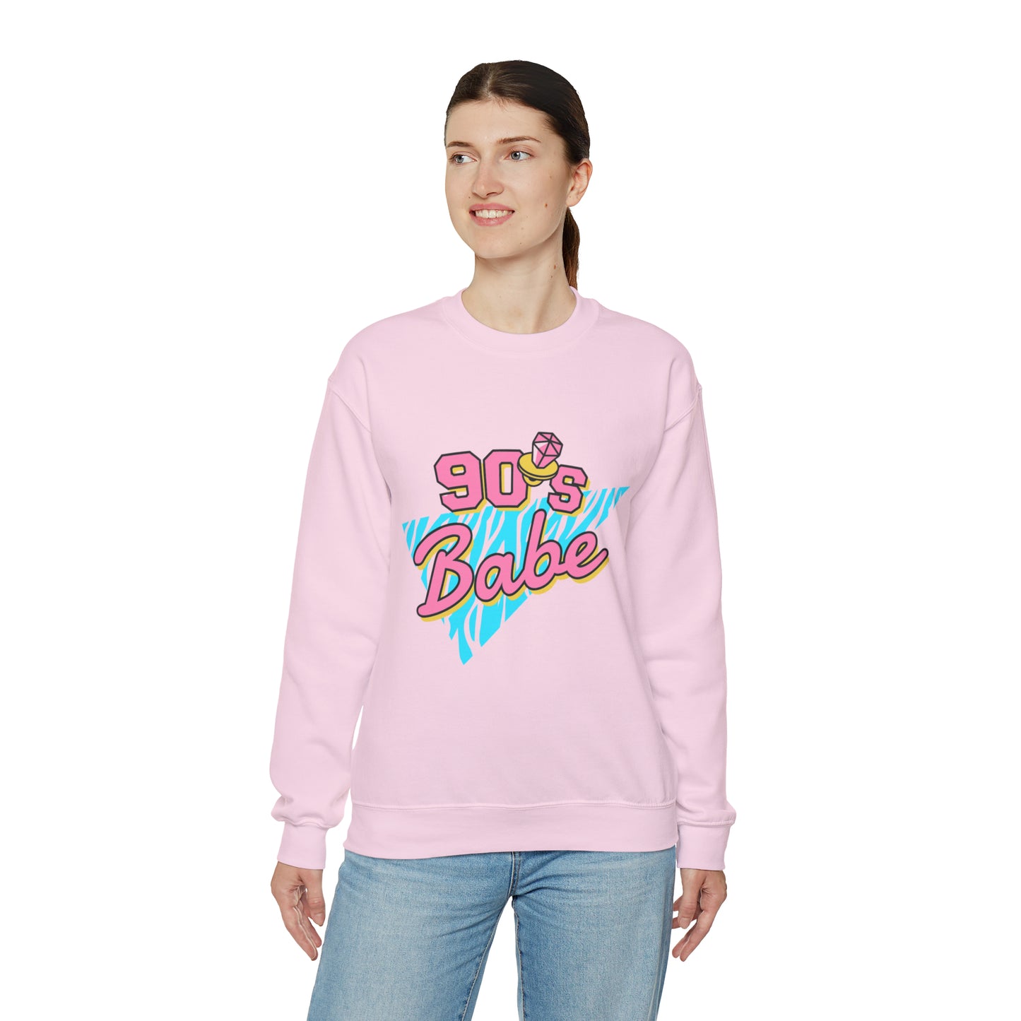 90's Babe Sweatshirt, Pink blue shirt, Unisex Heavy Blend Crewneck Sweatshirt