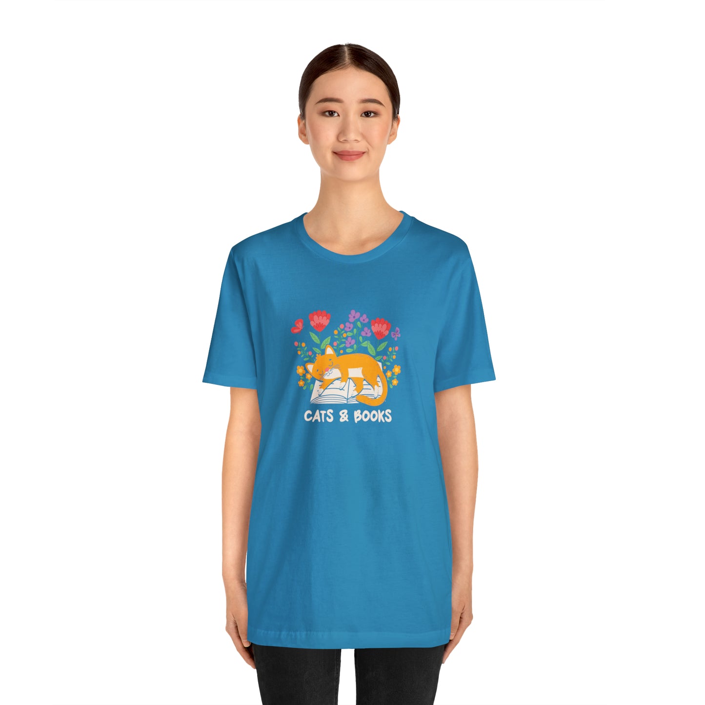 Cat Mom Shirt Cat Lover Tee Cute Book Cat Shirt Floral Book Shirt Book Lover Sweatshirt Reader Bookish Tee Cat Themed Gift For Women for men