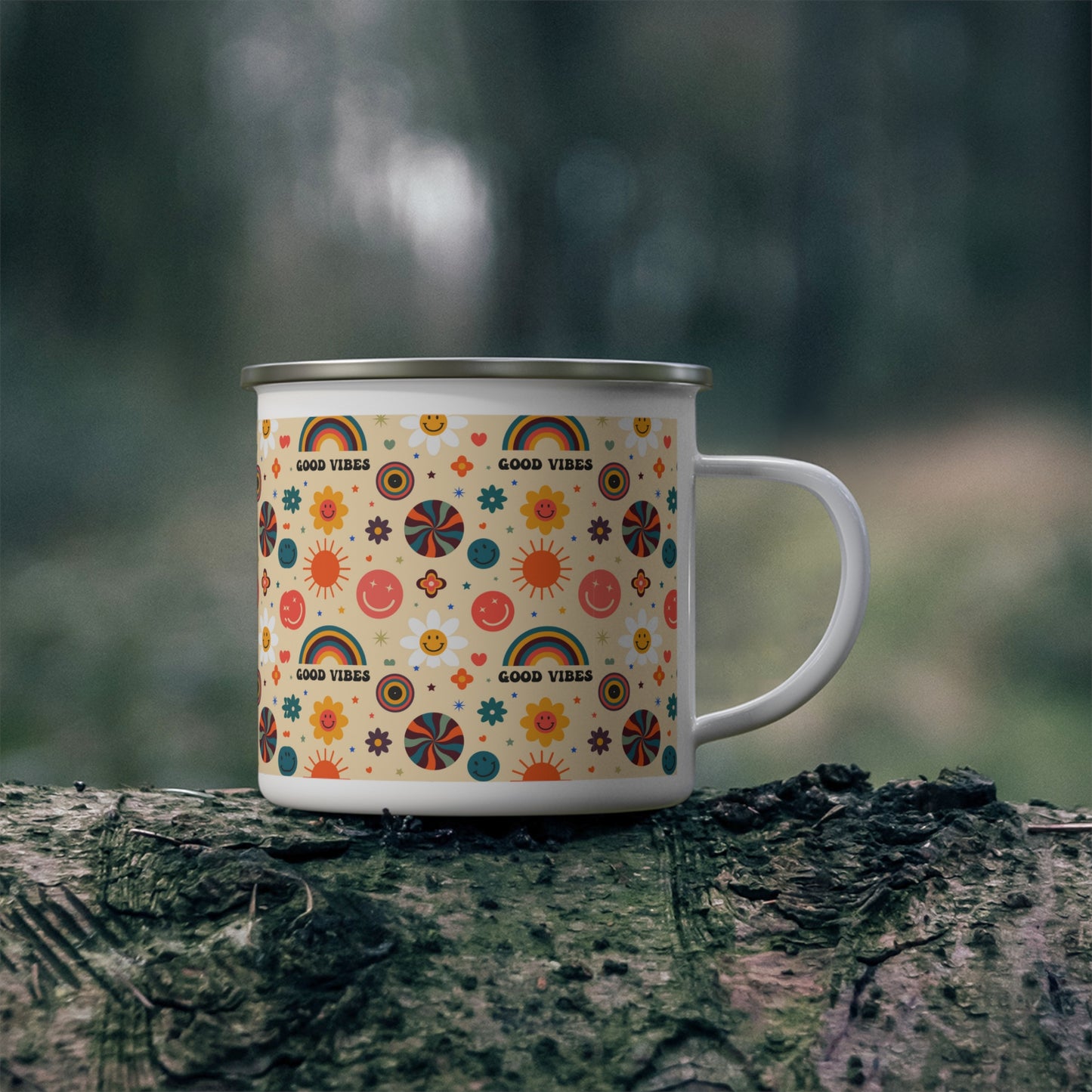 Good vibes Mug, Enamel Camping Mug, best friend gift, Christmas gift
