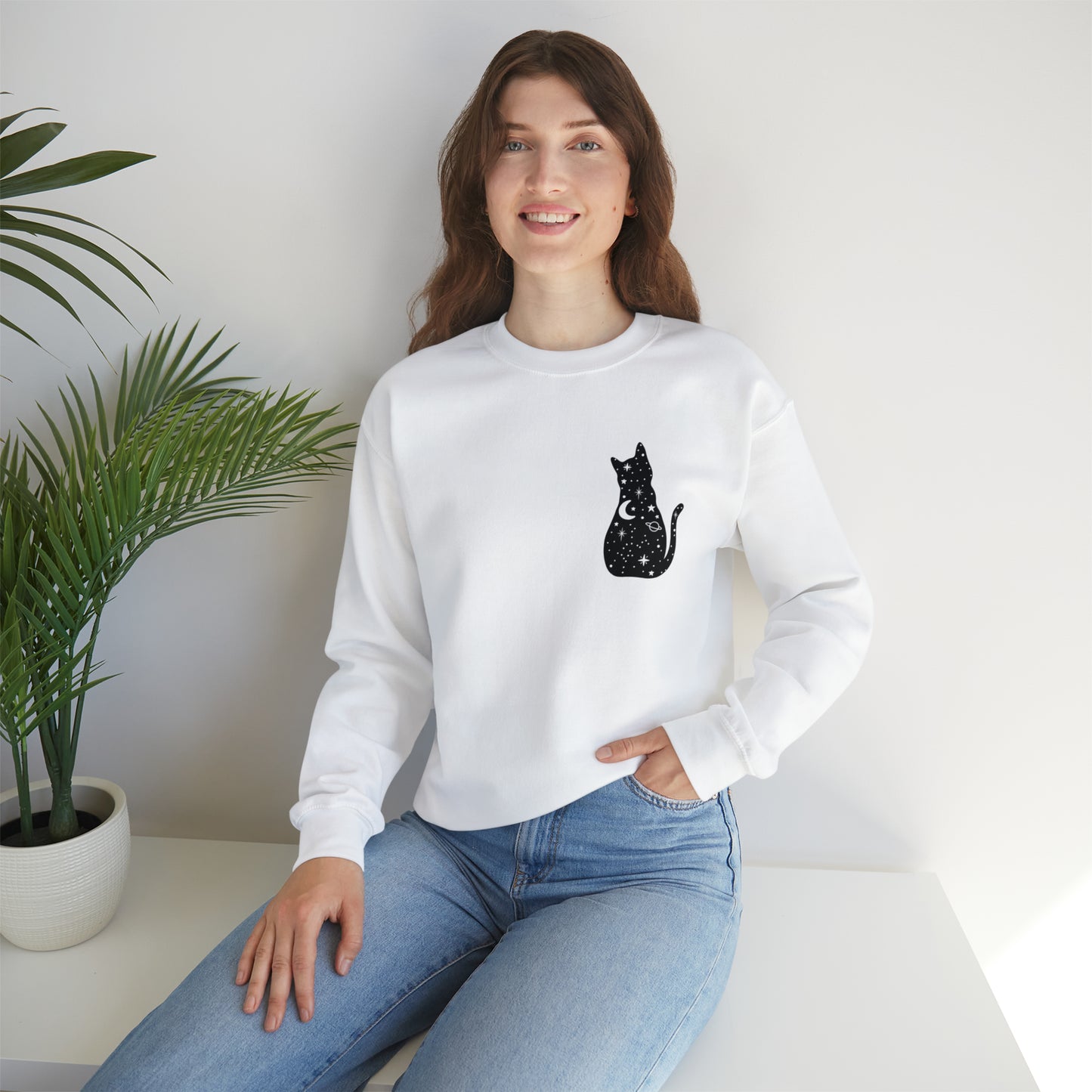 Halloween Sweatshirt Black Cat Shirt Halloween Sweater Halloween Cat Sweatshirt Gift for Cat Lover Gift Black Cat Gift for Cat Mom Gift Moon