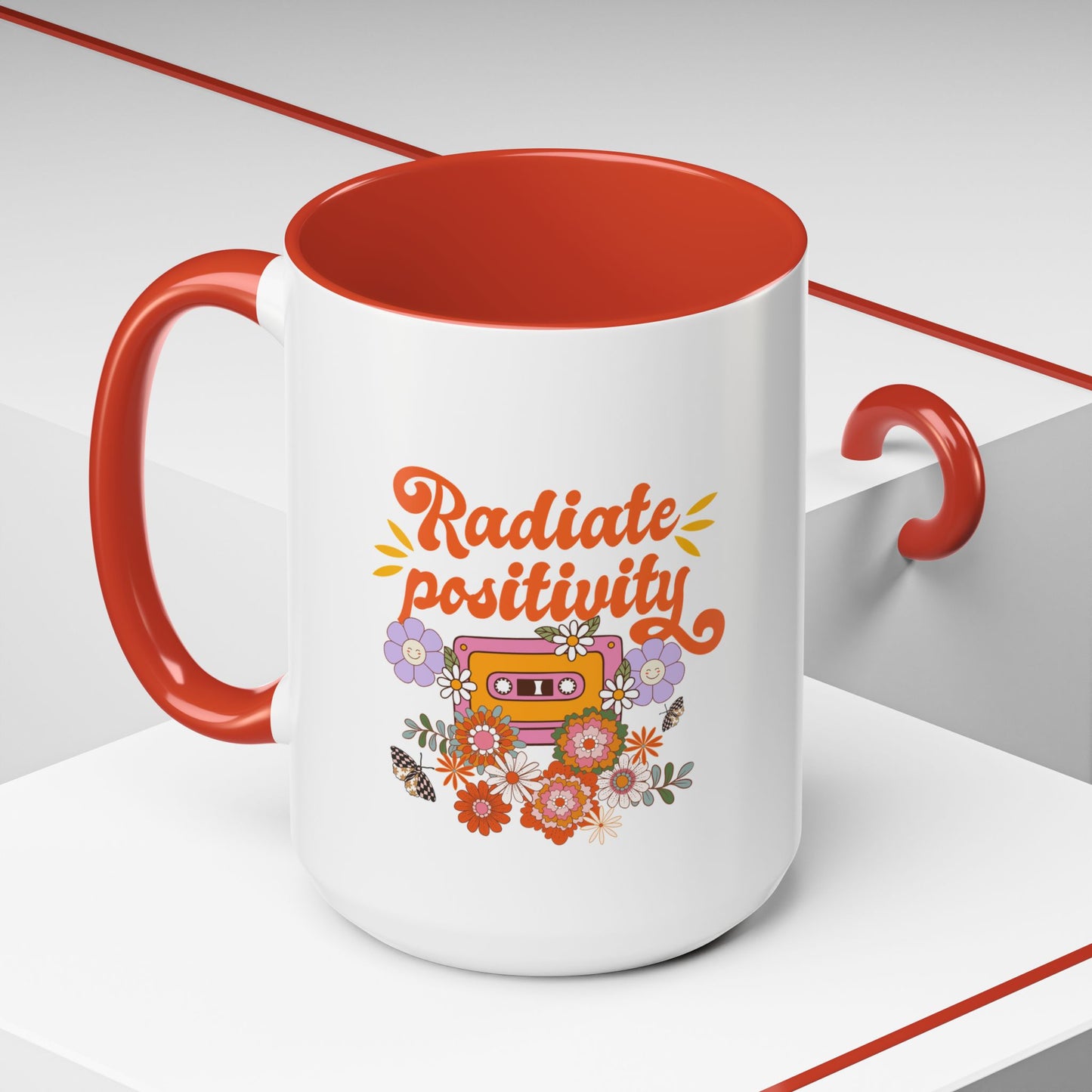 Copy of Radiate positivity mug Morning affirmation mug shining light mug Delulu mug retro gift Christmas gift for her gift for him bestie gift