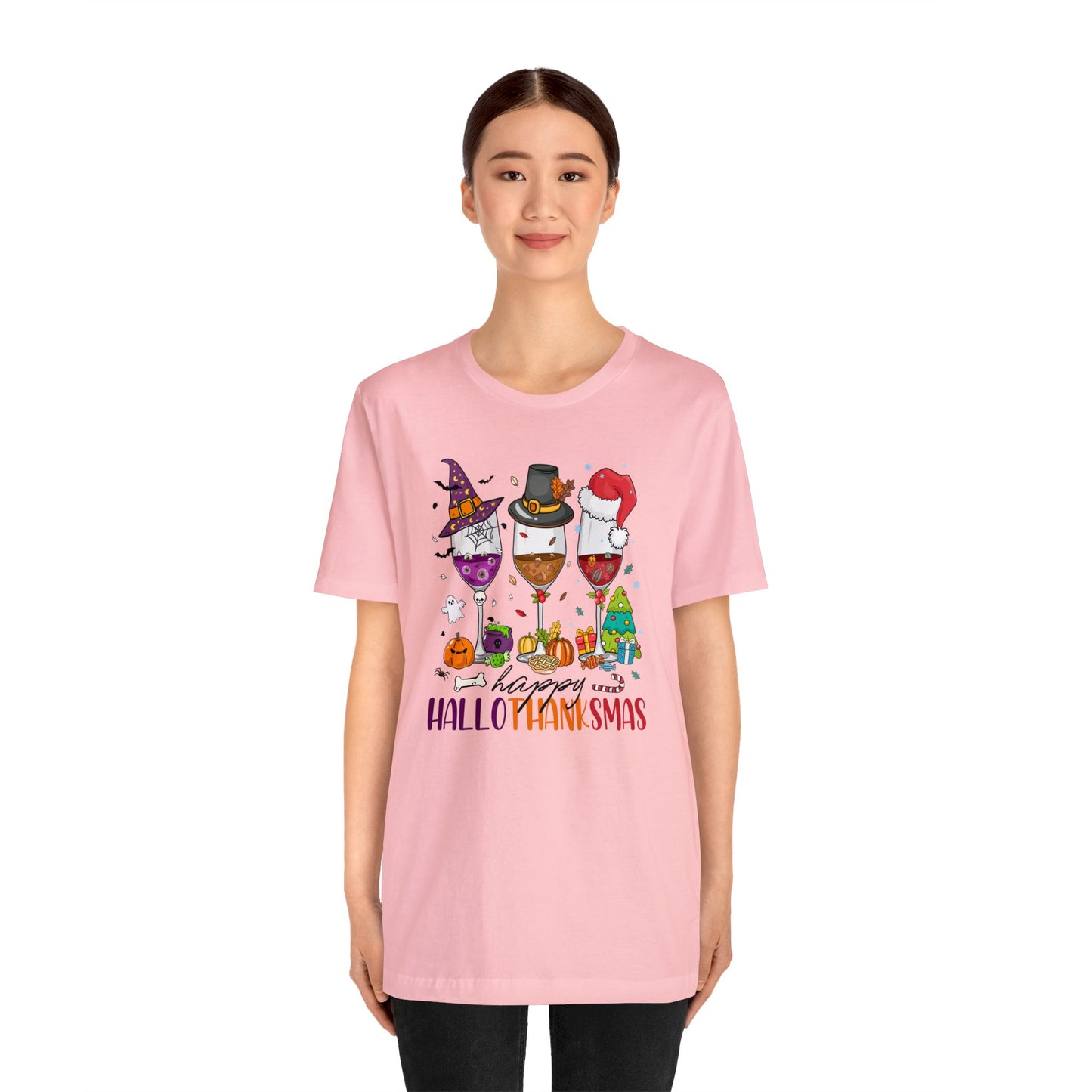 Wine lover shirt Happy holidays shirt Hallothanksmas gift for her gift for him happy Hallothanksmas Shirt Christmas gift Thanksgiving shirt