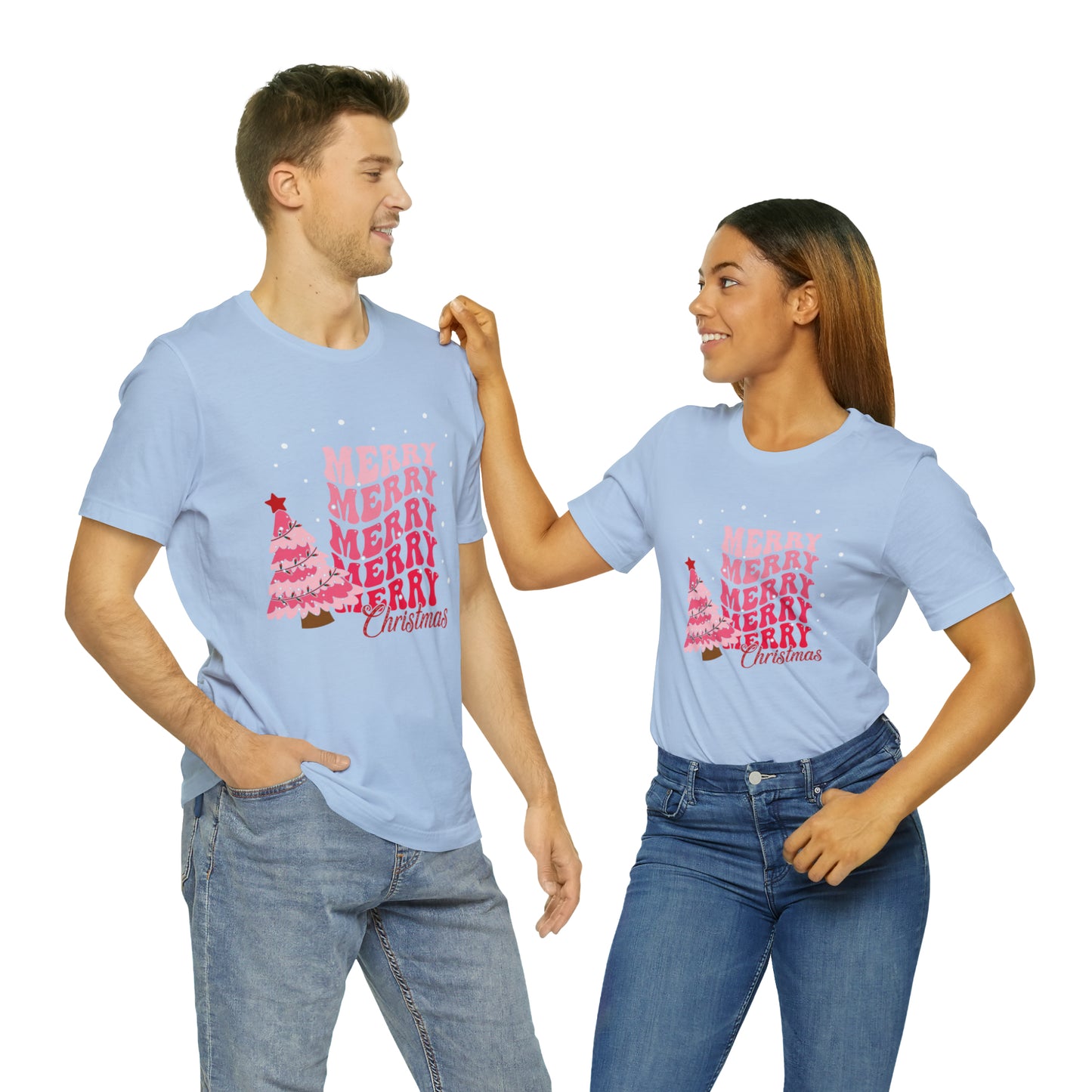 Festive AF shirt Pink Merry Bright Christmas Tshirt for Women Christmas Shirt Sweater Holiday Christmas gift for her gift for him unisex