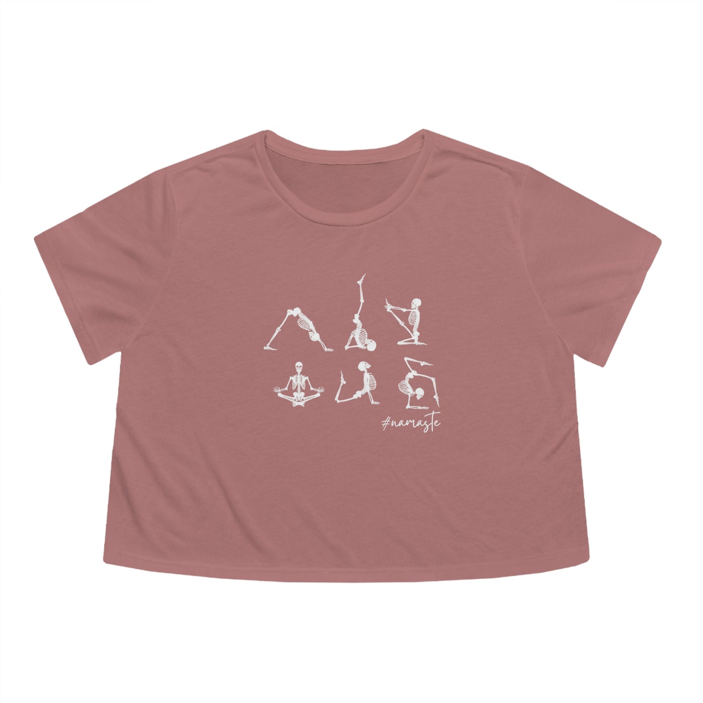 Skeleton yoga shirt Halloween yoga crop top Namaste clothes women T-shirt gift for her gift for him zen shirt Women's Flowy Cropped Tee