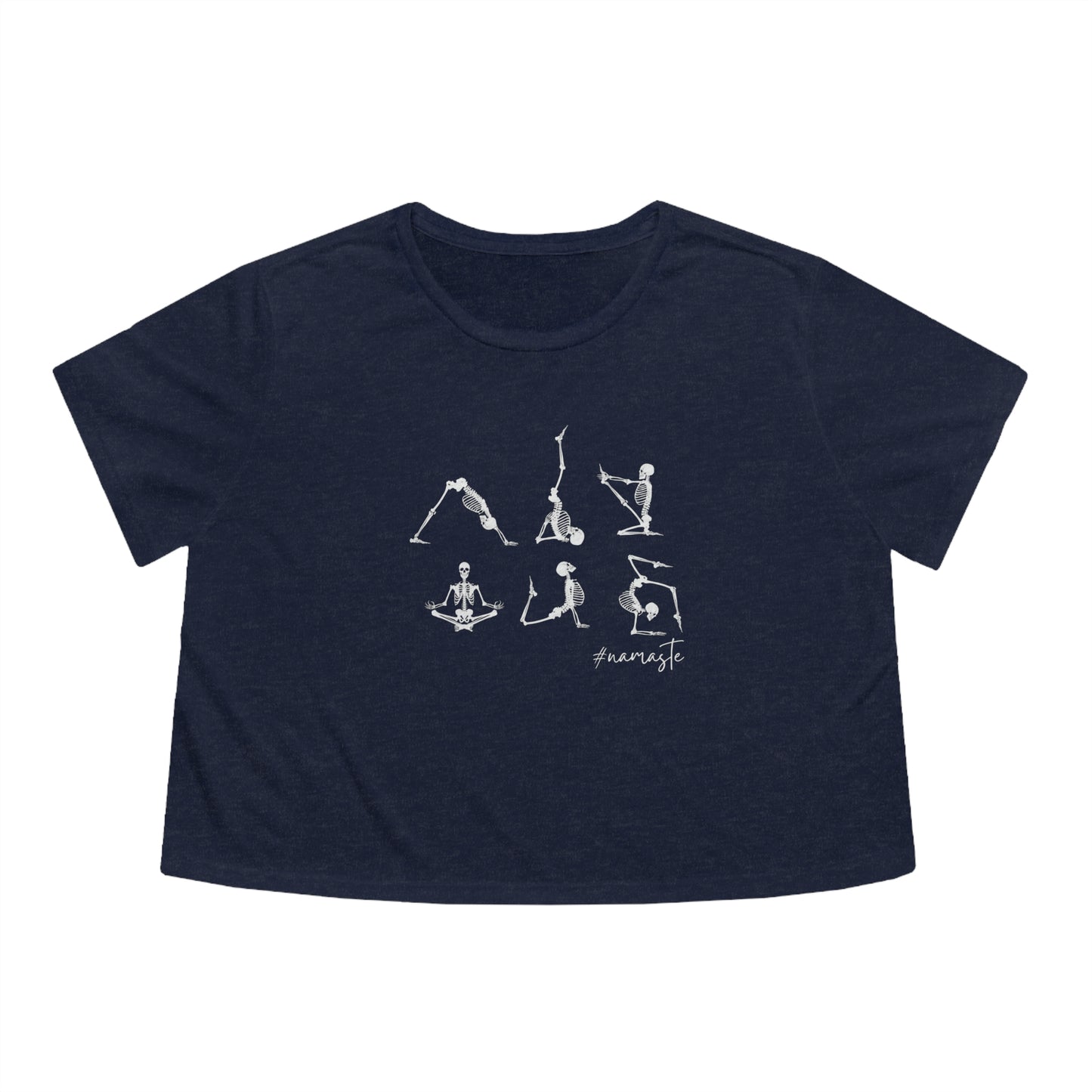 Skeleton yoga shirt Halloween yoga crop top Namaste clothes women T-shirt gift for her gift for him zen shirt Women's Flowy Cropped Tee