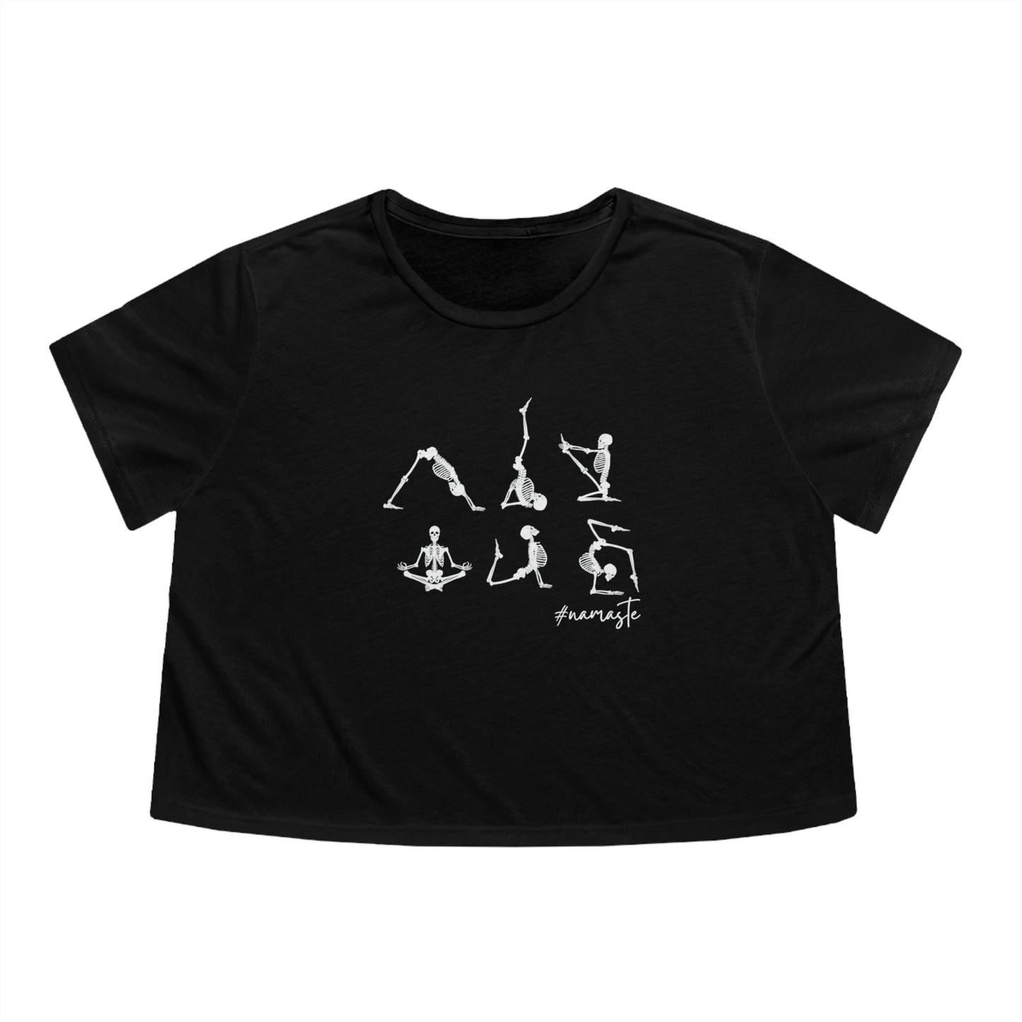 Skeleton yoga shirt Halloween yoga crop top Namaste clothes women T-shirt gift for her gift for him zen shirt Women's Flowy Cropped Tee