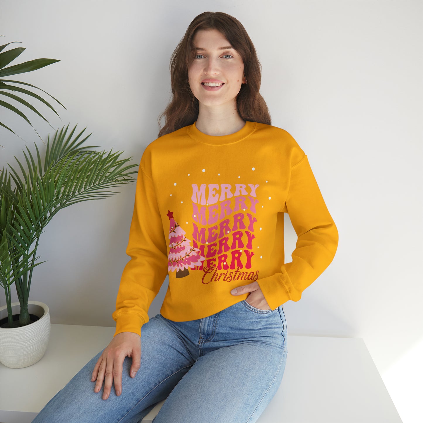 Festive AF sweater Pink Merry Bright Christmas Sweatshirt for Women Christmas Shirt Sweater Holiday Christmas gift for her gift for him