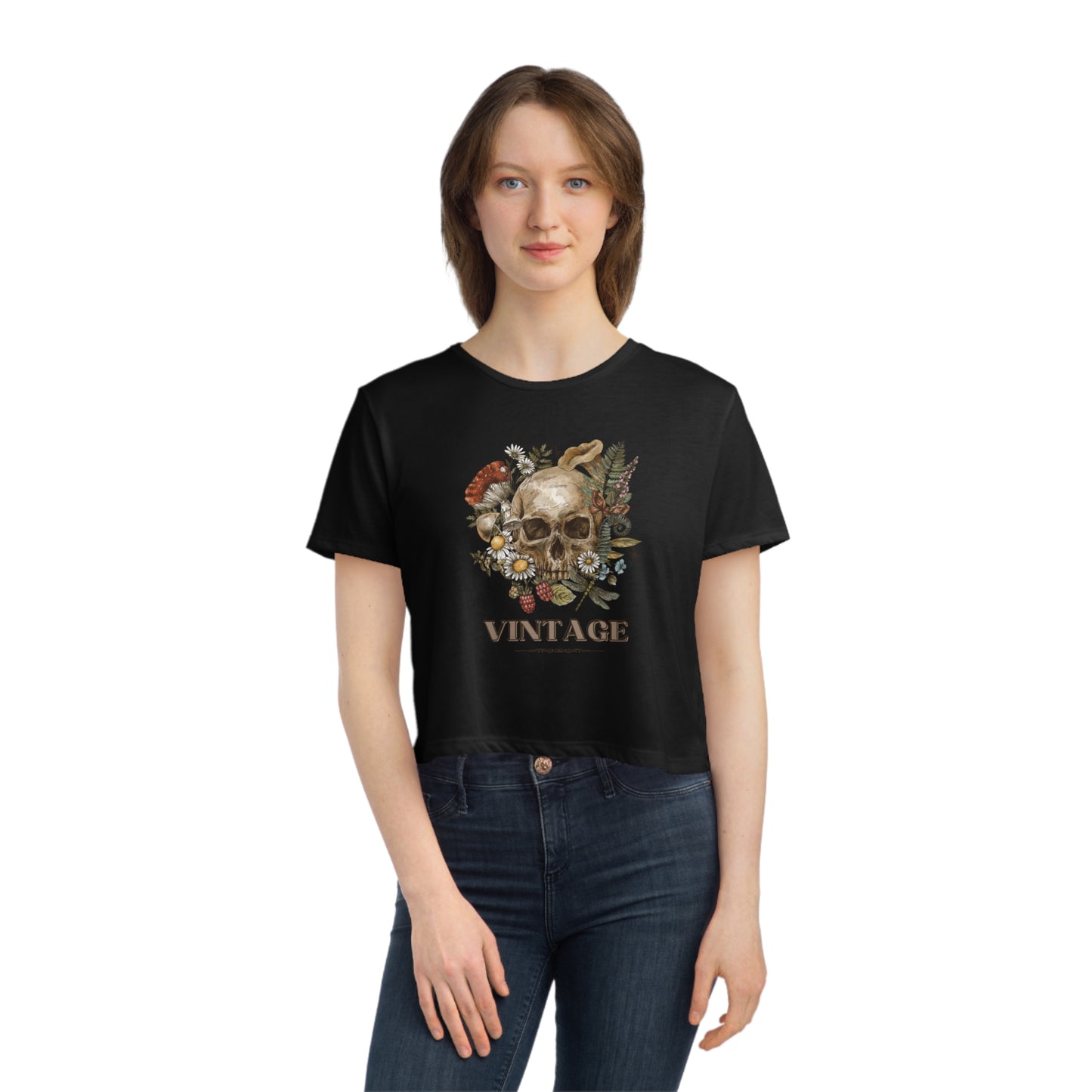 Skeleton head crop top Gift for her Gift for him Retro Festival shirt Crop top gift for her gift for him yoga crop top zen shirt Women's Tee