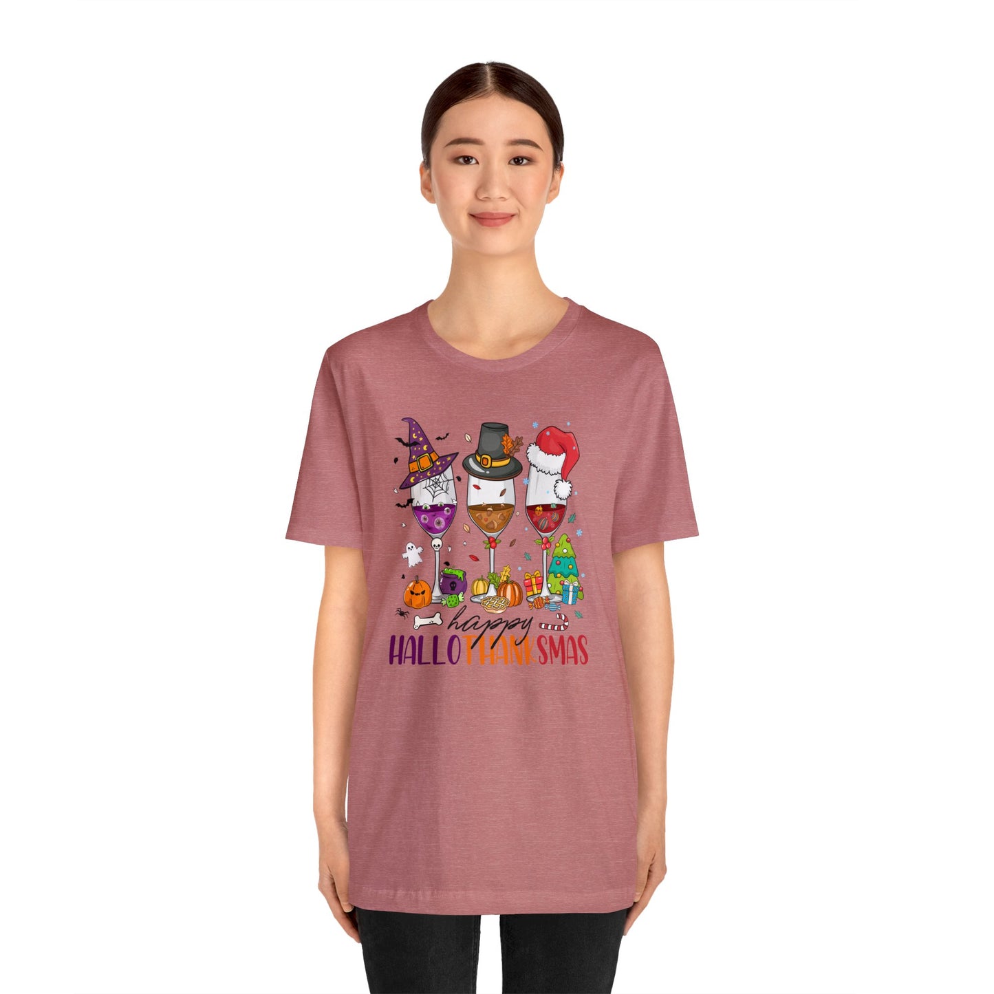 Wine lover shirt Happy holidays shirt Hallothanksmas gift for her gift for him happy Hallothanksmas Shirt Christmas gift Thanksgiving shirt