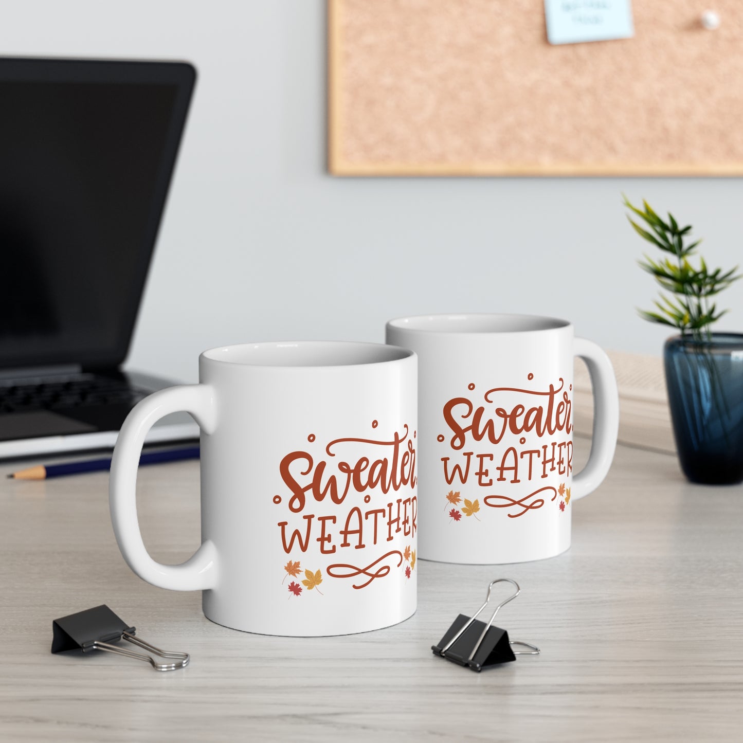 Sweater Weather Mug Cozy Autumn Drinkware for Fall, Seasonal Coffee Cup, Cute Gift for Coffee Lovers, Hot Chocolate, Thanksgiving