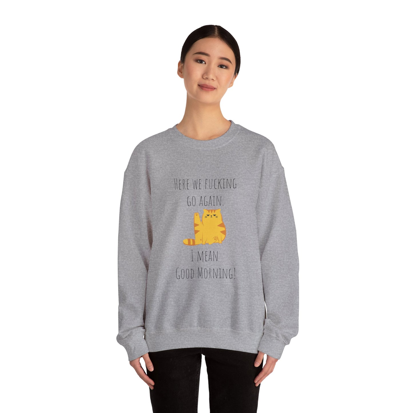 Grumpy cat sweater Here we go fucking again sweater gifts funny cat birthday gift Christmas sweatshirt gift for her for Women Christmas gift