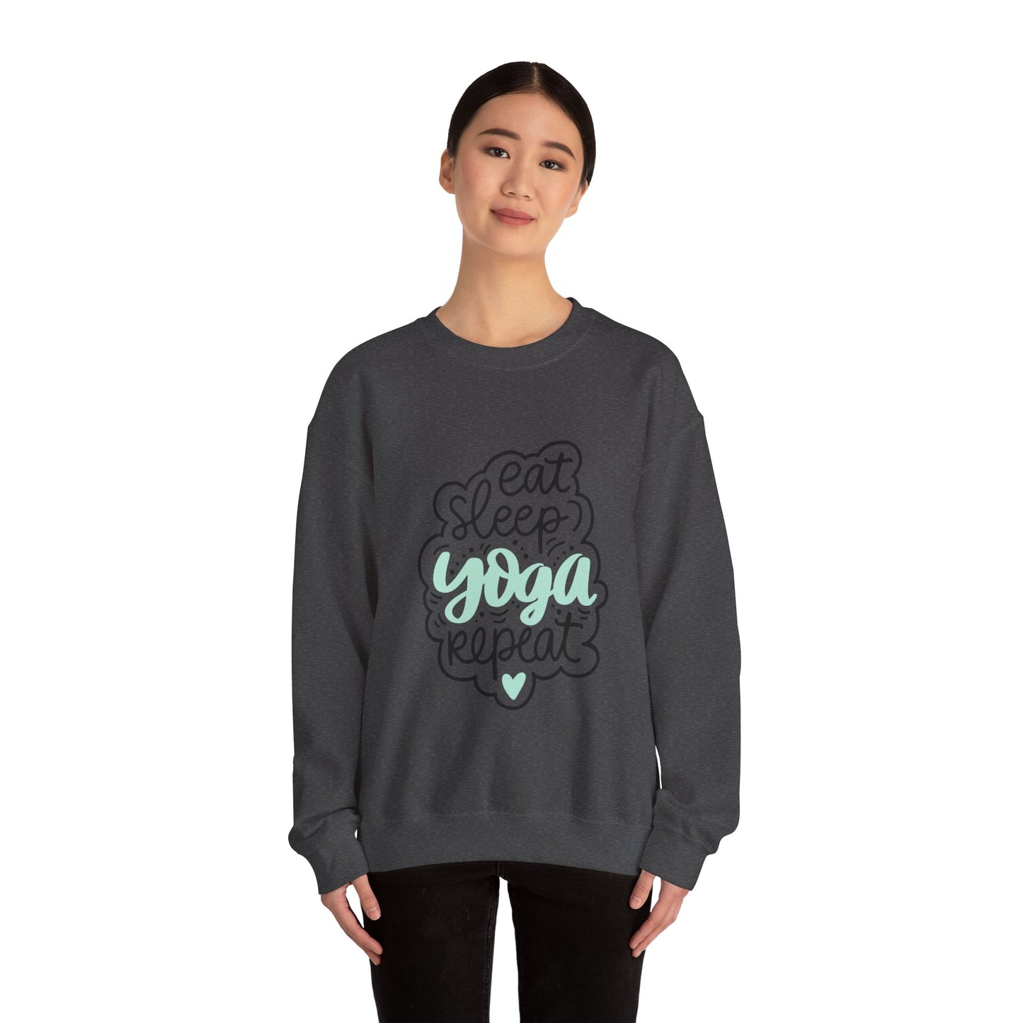 Eat sleep yoga repeat sweater yoga sweater Here we go fucking again sweater gifts funny cat birthday gift Christmas sweatshirt gift for her