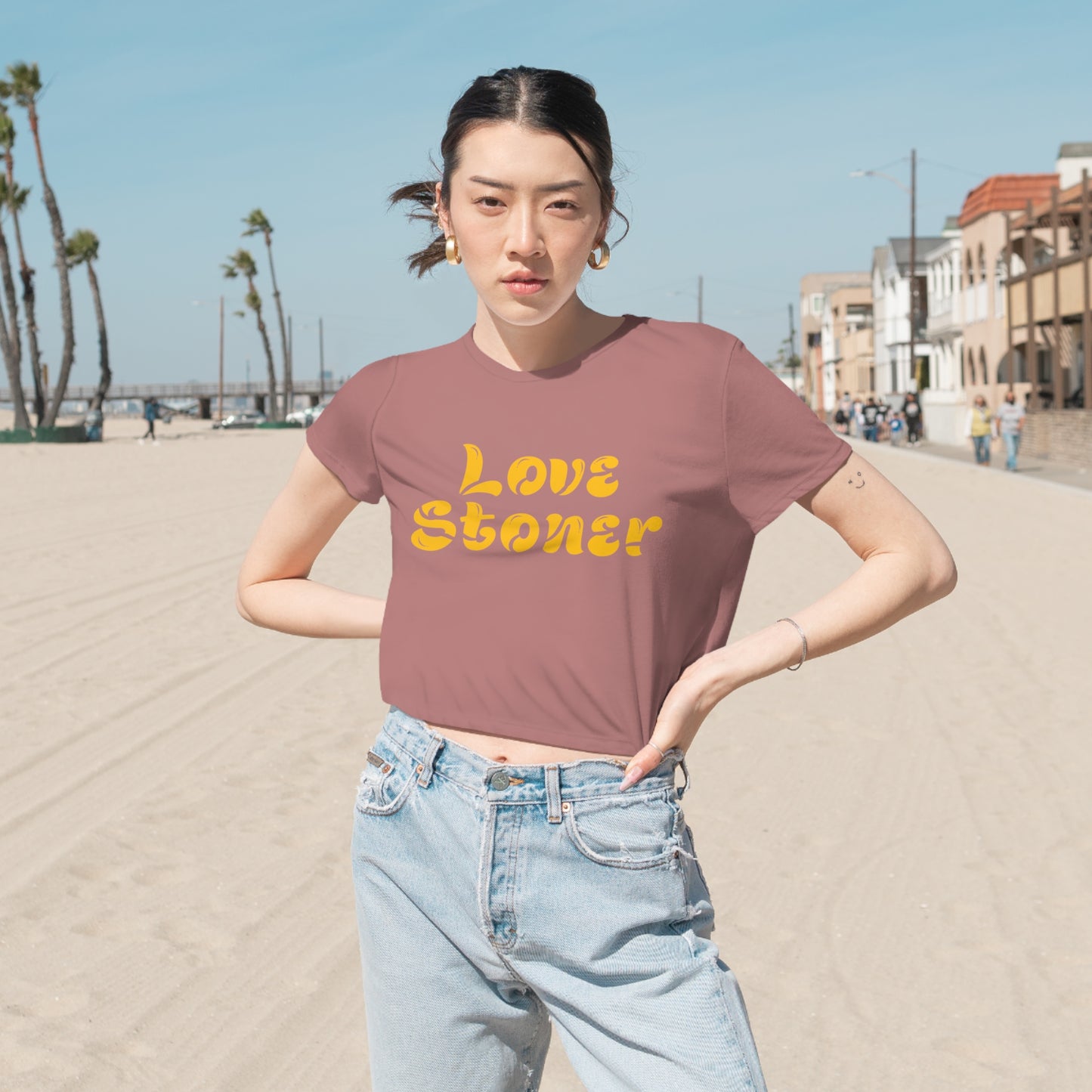 Love Stoner crop top Tshirt Gift for her Gift for him Festival shirt Crop top gift for her gift for him yoga crop top zen shirt Women's Tee
