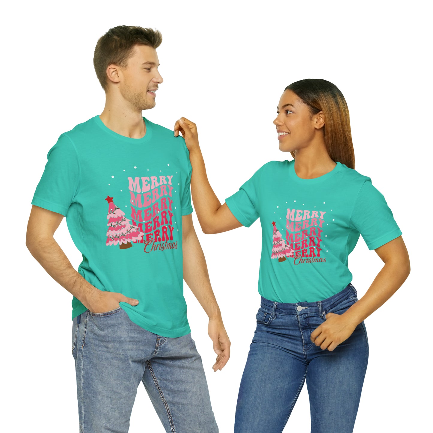 Festive AF shirt Pink Merry Bright Christmas Tshirt for Women Christmas Shirt Sweater Holiday Christmas gift for her gift for him unisex