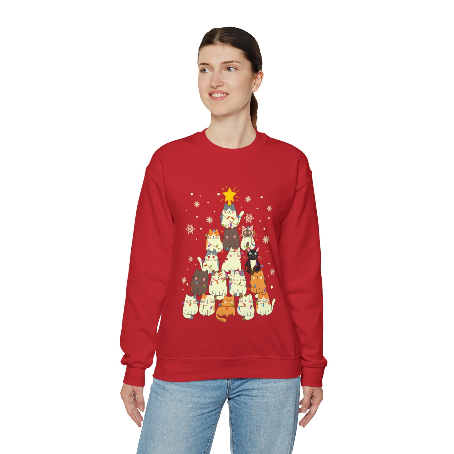 Cat Christmas sweater Kitty Christmas tree sweatshirt Family Cat lover gift for gift for him Merry Bright Christmas sweatshirt Christmas