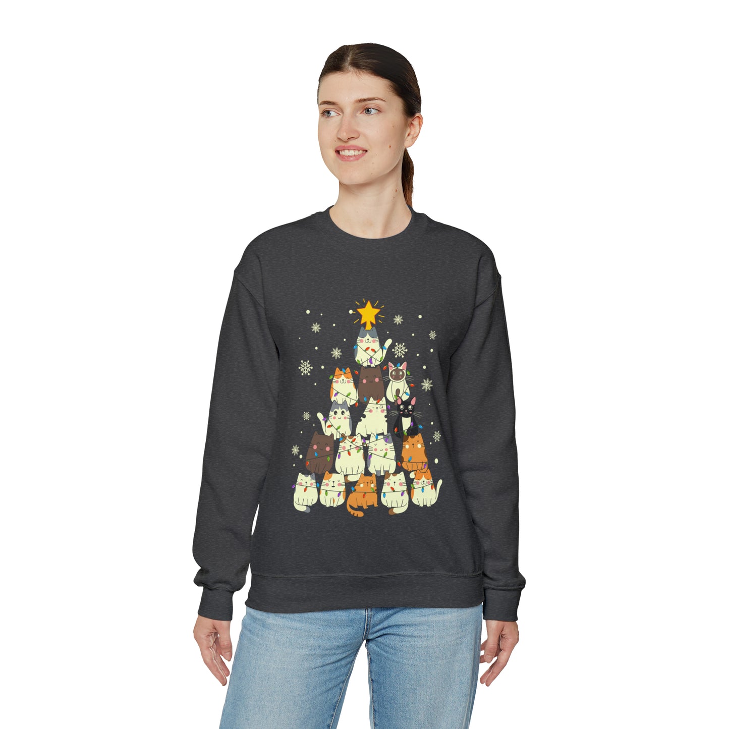 Cat Christmas sweater Kitty Christmas tree sweatshirt Family Cat lover gift for gift for him Merry Bright Christmas sweatshirt Christmas