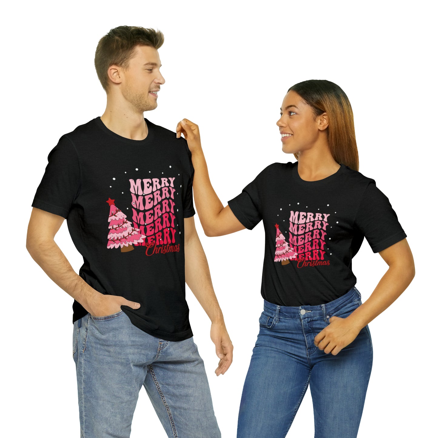 Festive AF shirt Pink Merry Bright Christmas Tshirt for Women Christmas Shirt Sweater Holiday Christmas gift for her gift for him unisex