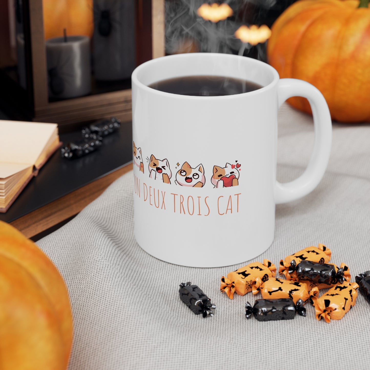 Funny cat Christmas mug un deux trois Cat lover gift coffee lover gift tea lover gift gift for her gift for him Mug 11oz Christmasgift
