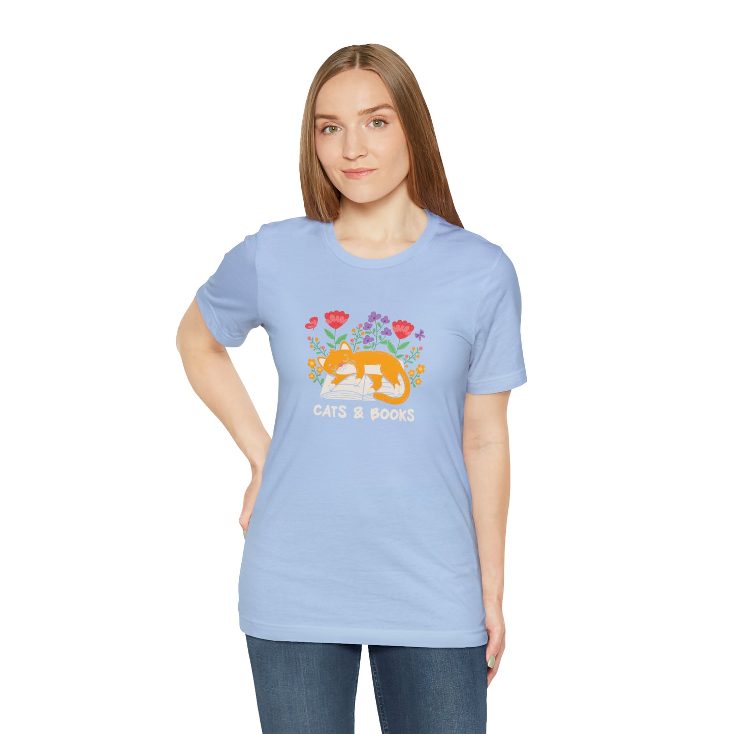 Cat Mom Shirt Cat Lover Tee Cute Book Cat Shirt Floral Book Shirt Book Lover Sweatshirt Reader Bookish Tee Cat Themed Gift For Women for men