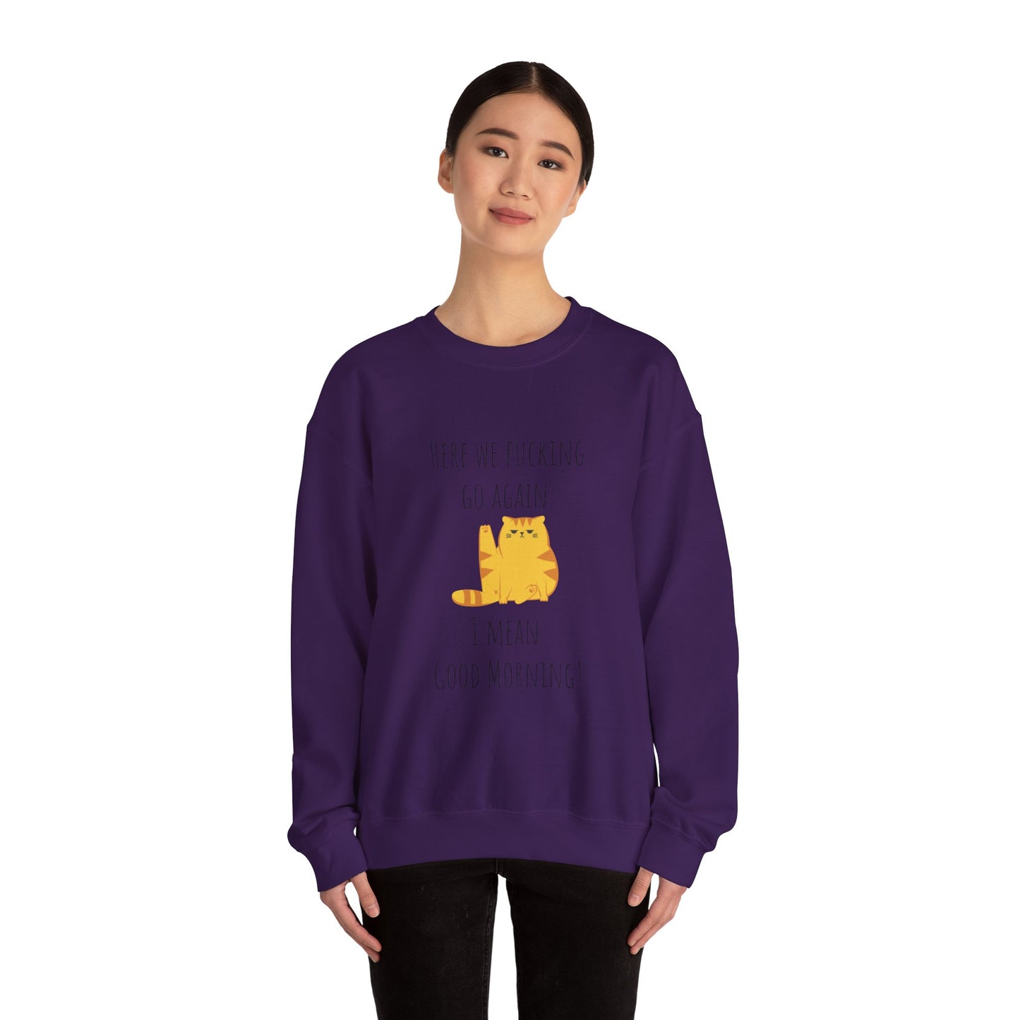Grumpy cat sweater Here we go fucking again sweater gifts funny cat birthday gift Christmas sweatshirt gift for her for Women Christmas gift