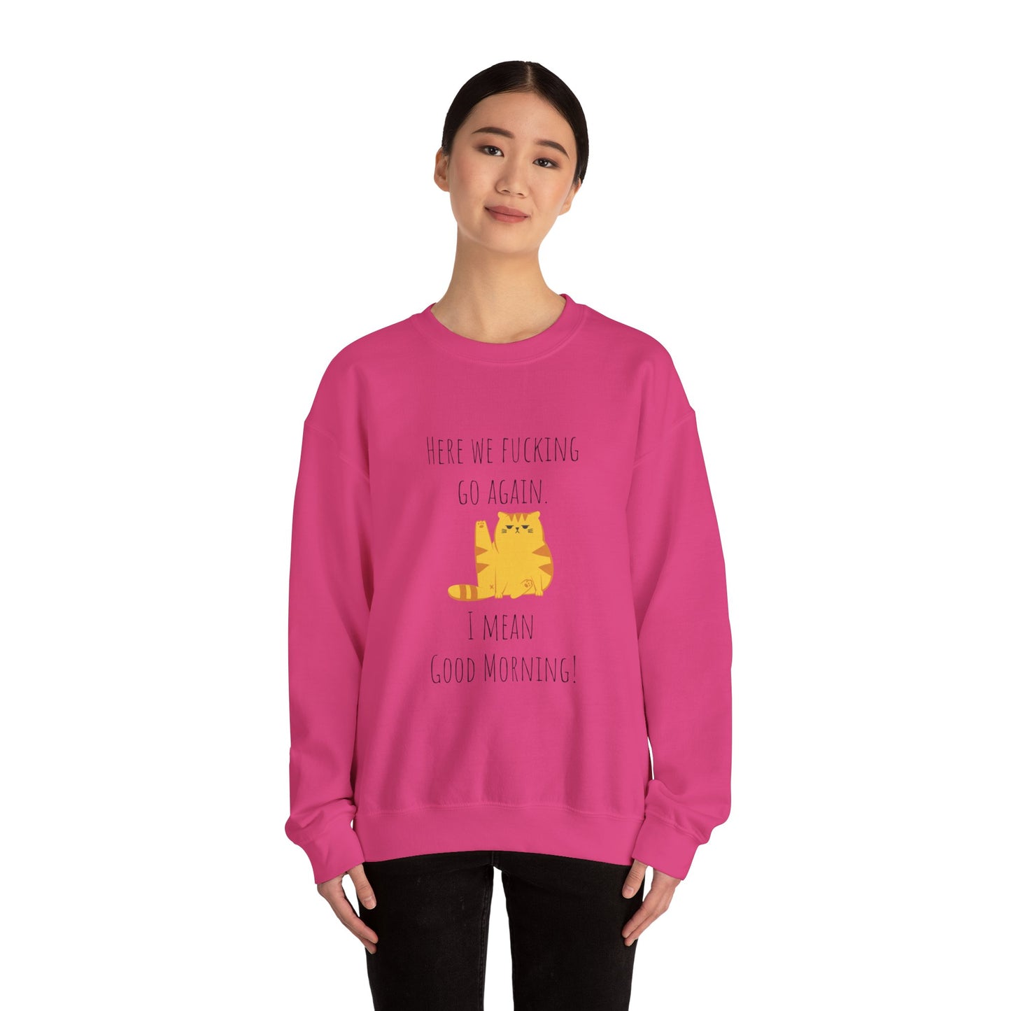 Grumpy cat sweater Here we go fucking again sweater gifts funny cat birthday gift Christmas sweatshirt gift for her for Women Christmas gift