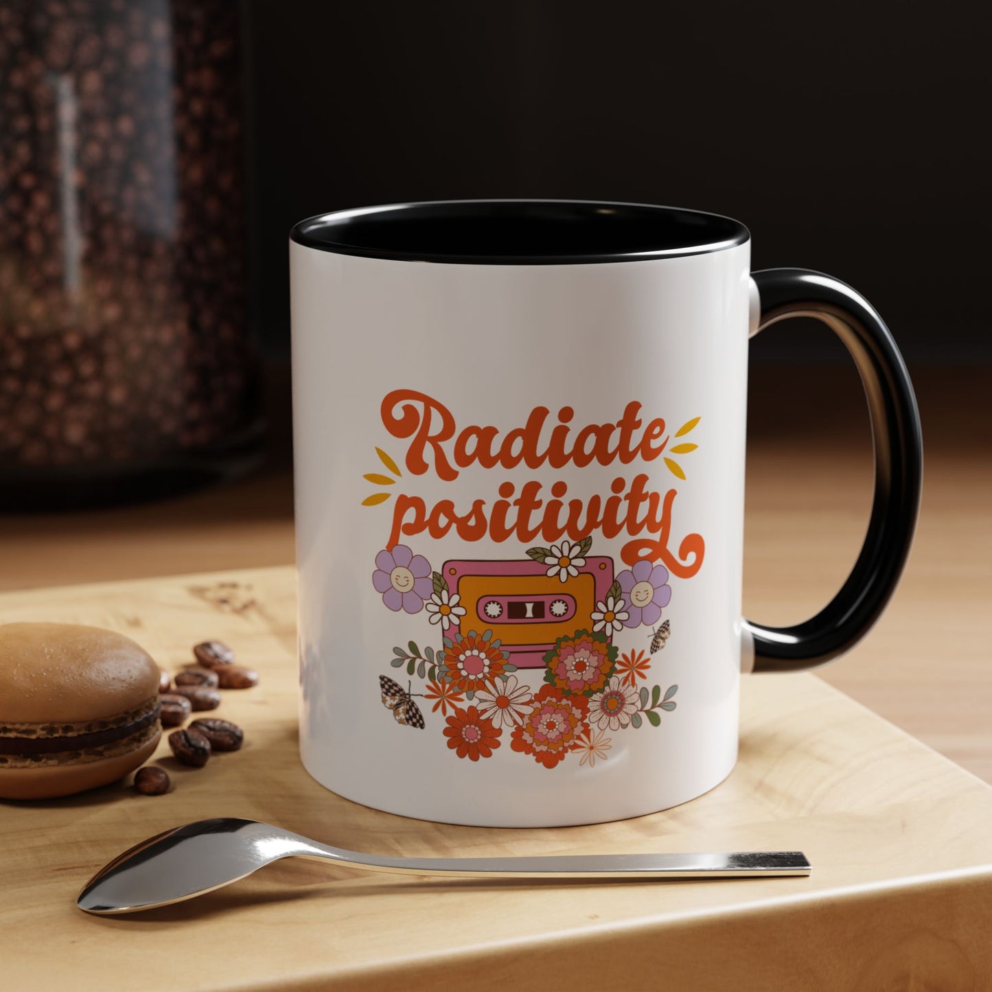 Radiate positivity mug Morning affirmation mug shining light mug Delulu mug retro gift Christmas gift for her gift for him bestie gift