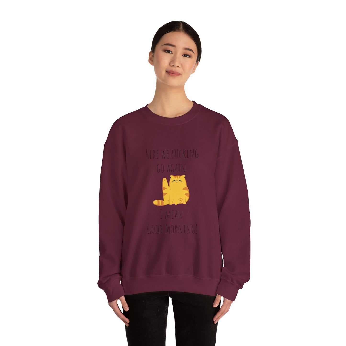 Grumpy cat sweater Here we go fucking again sweater gifts funny cat birthday gift Christmas sweatshirt gift for her for Women Christmas gift