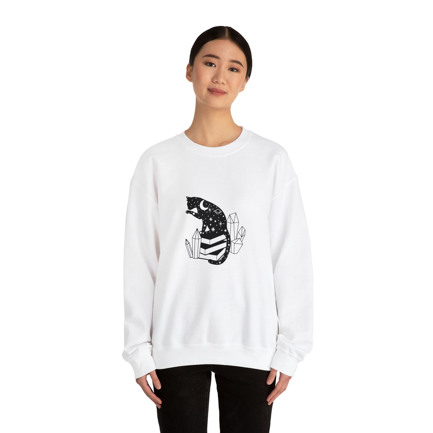 Cat lover Sweatshirt book lover sweater Crystal lover Shirt Halloween Cat Sweatshirt Gift for Cat Lover Gift for Cat Mom Gift moon