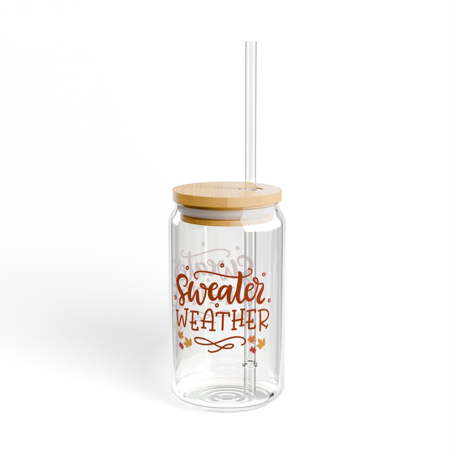 Sweater weather glass Hello Fall glass Autumn leaves mug sipper glass floral glass gift for her gift for teacher for mom bestie Sipper Glass