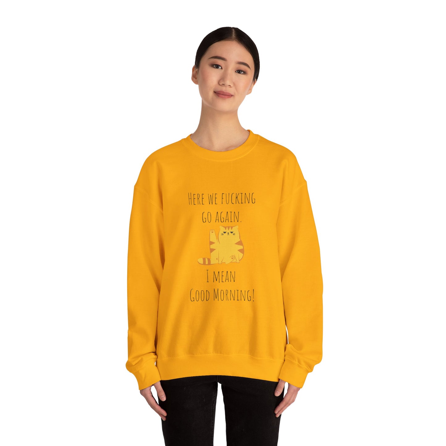 Grumpy cat sweater Here we go fucking again sweater gifts funny cat birthday gift Christmas sweatshirt gift for her for Women Christmas gift