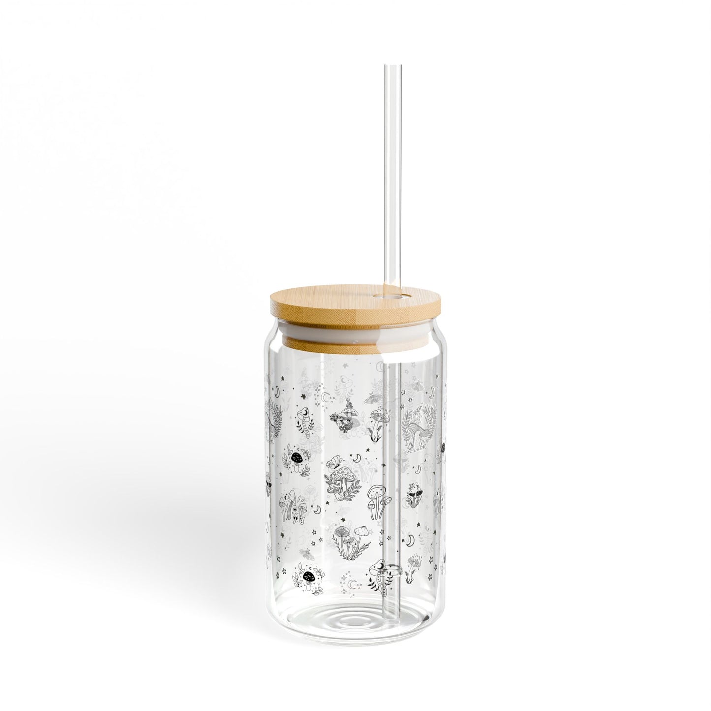 Mushroom glass coffee glass Autumn leaves moth glass sipper glass floral glass gift for her gift for teacher for mom bestie Sipper Glass
