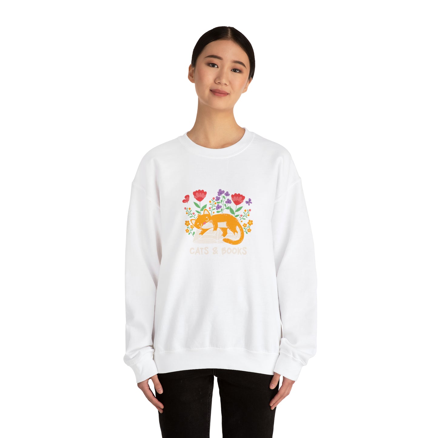 Cat Mom Shirt Cat Lover Tee Cute Book Cat Shirt Floral Book Shirt Book Lover Sweatshirt Reader Bookish Tee Cat Themed Gift For Women for Men