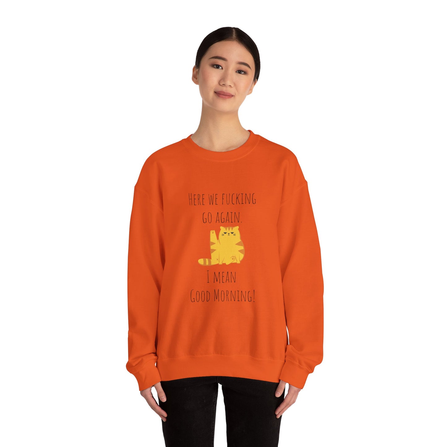 Grumpy cat sweater Here we go fucking again sweater gifts funny cat birthday gift Christmas sweatshirt gift for her for Women Christmas gift