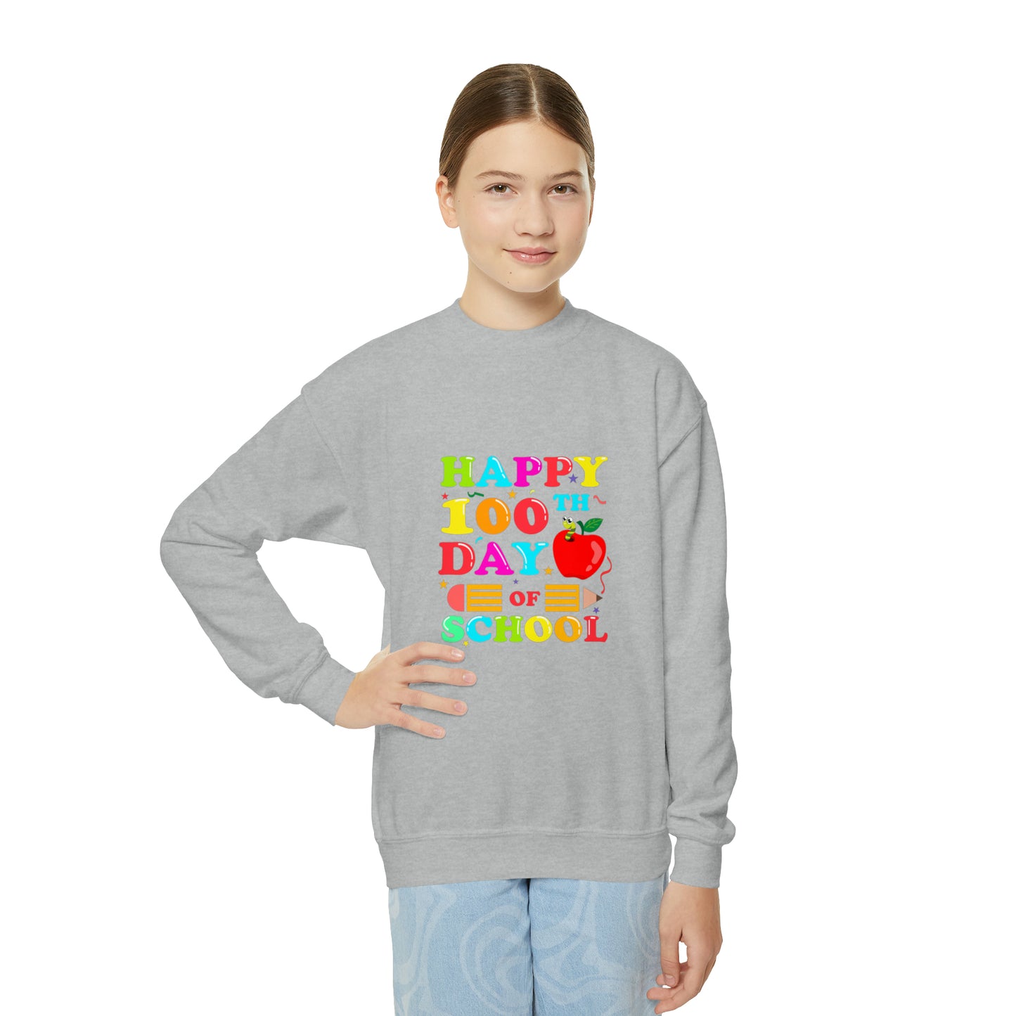 100 days of school sweater kid Christmas gift sweater youth sweatshirt Christmas Youth Crewneck Sweatshirt