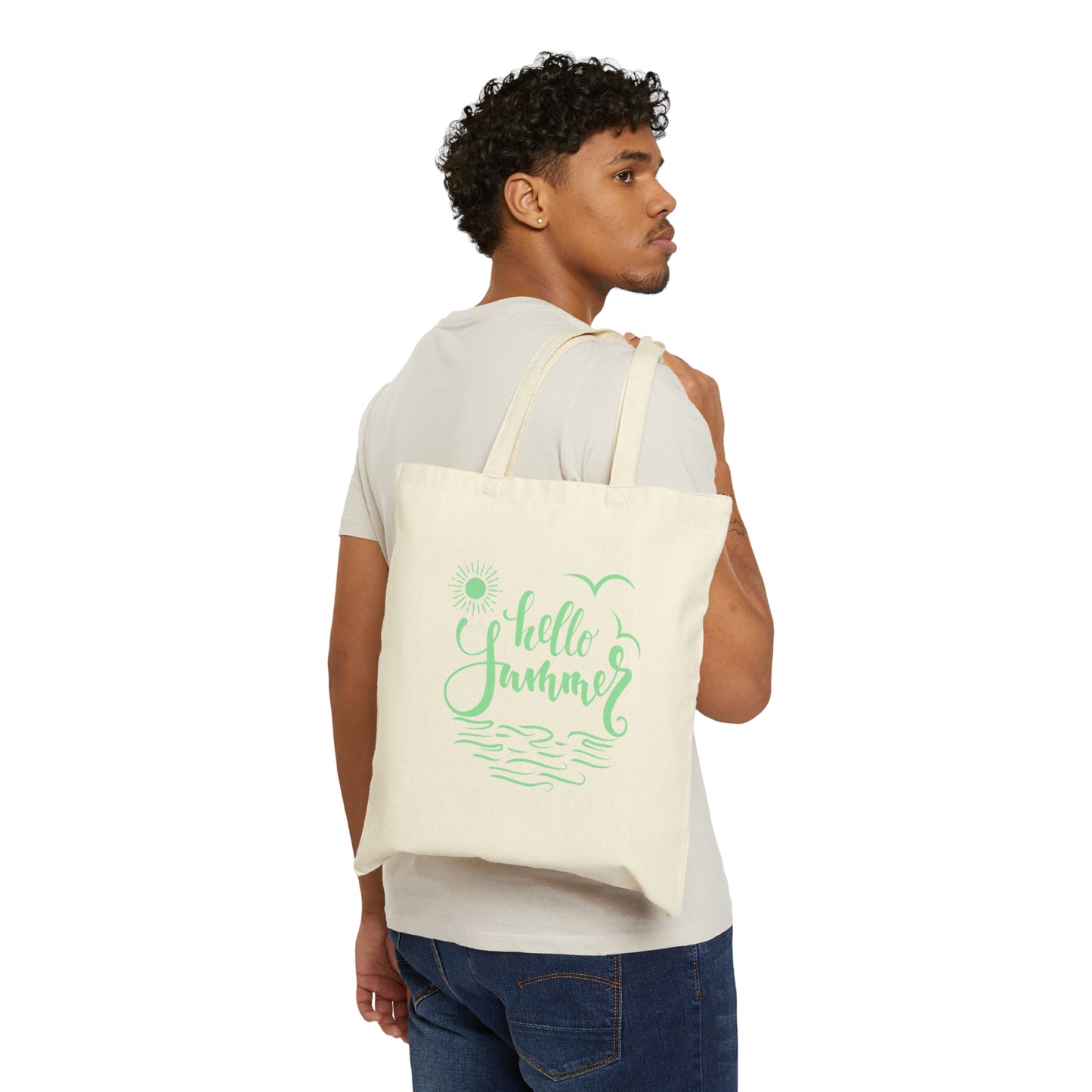 Hello Summer Tote, Printed Cotton Canvas Tote Bag