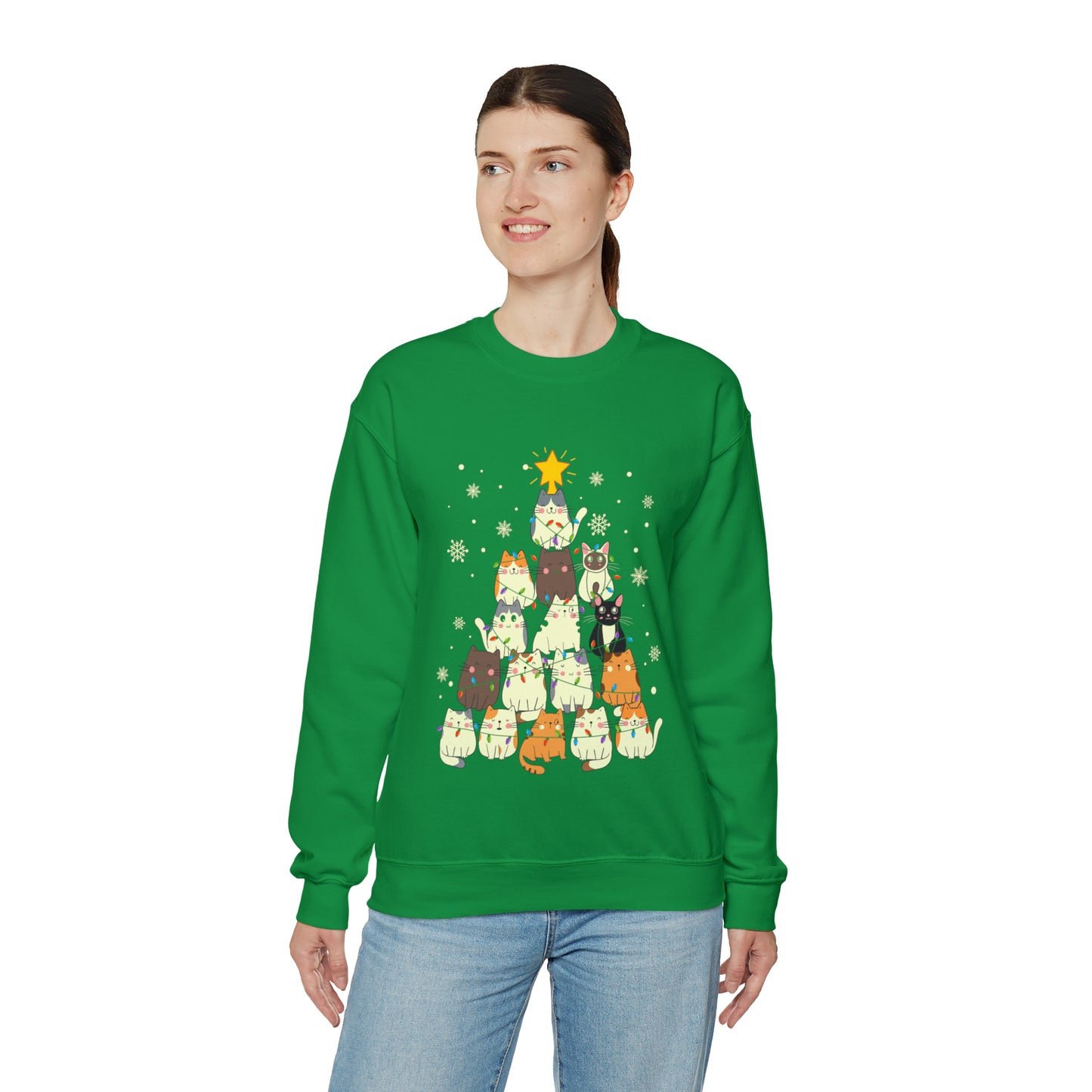 Cat Christmas sweater Kitty Christmas tree sweatshirt Family Cat lover gift for gift for him Merry Bright Christmas sweatshirt Christmas
