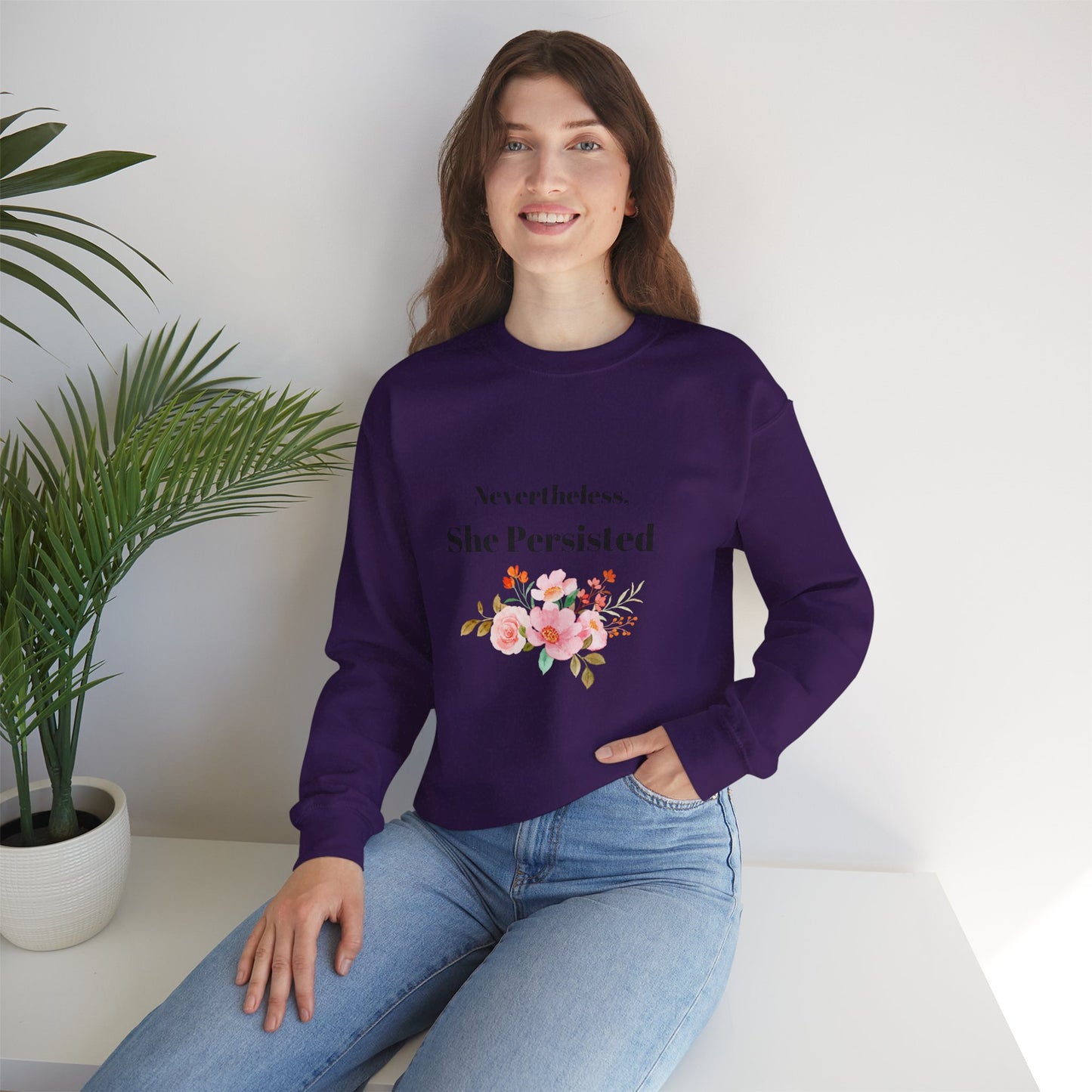 Nevertheless She Persisted Crewneck Sweatshirt, Inspirational Gift, Feminist Sweatshirt, Cozy Apparel, Women's Empowerment
