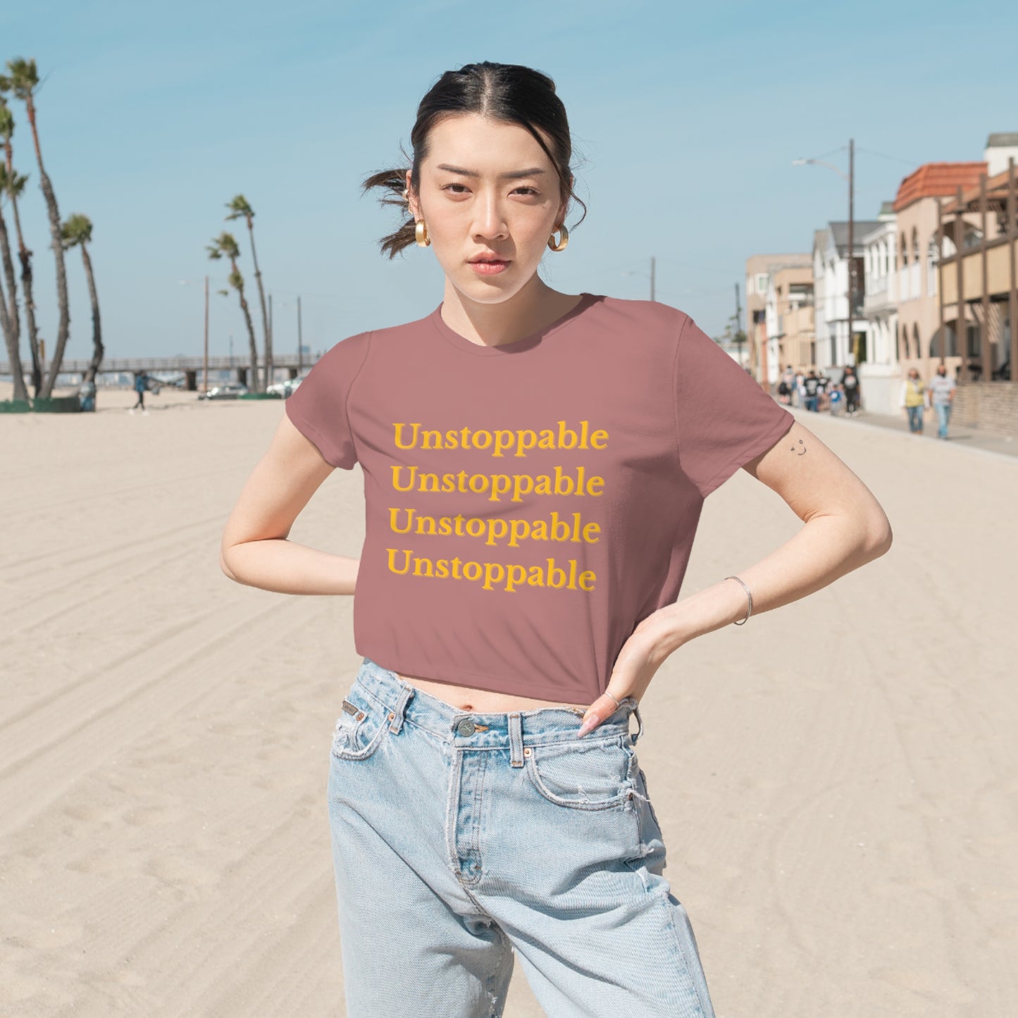Unstoppable crop top shirt yoga crop top women T-shirt gift for her gift for him zen shirt Women's Flowy Cropped Tee