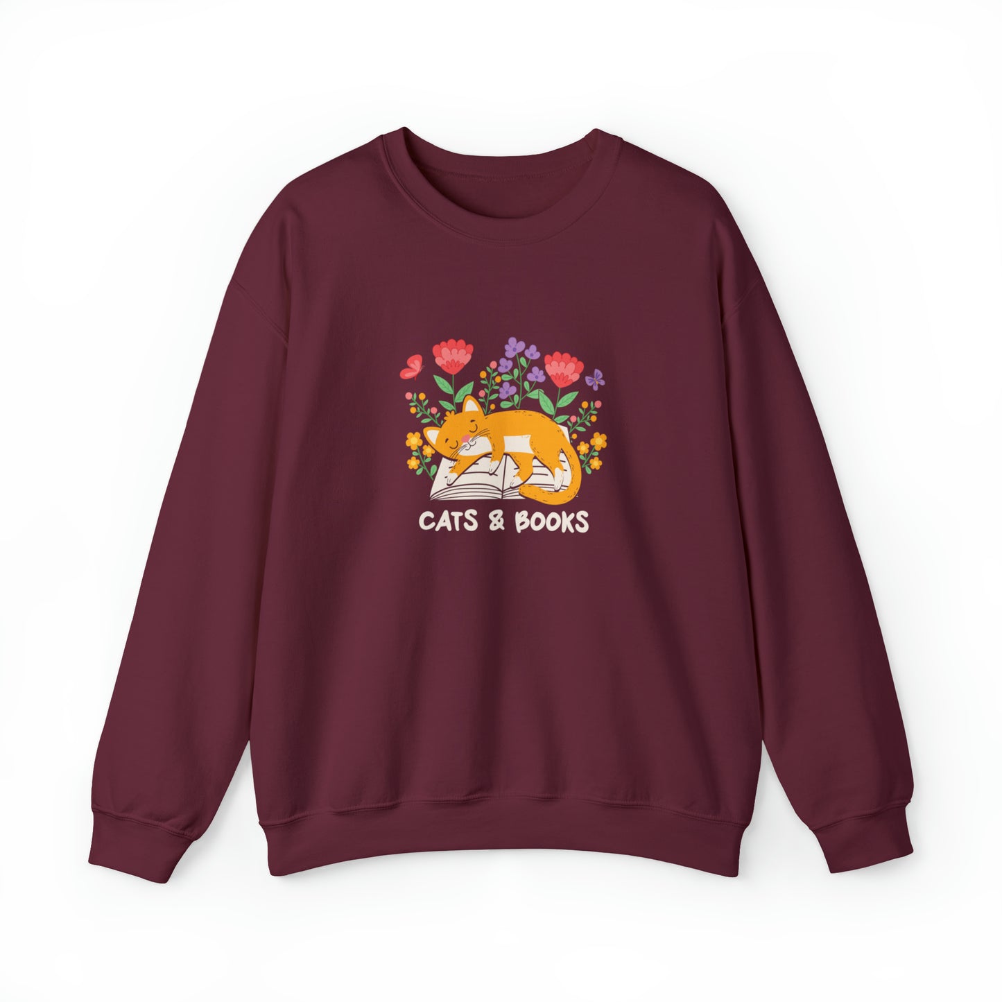Cat Mom Shirt Cat Lover Tee Cute Book Cat Shirt Floral Book Shirt Book Lover Sweatshirt Reader Bookish Tee Cat Themed Gift For Women for Men