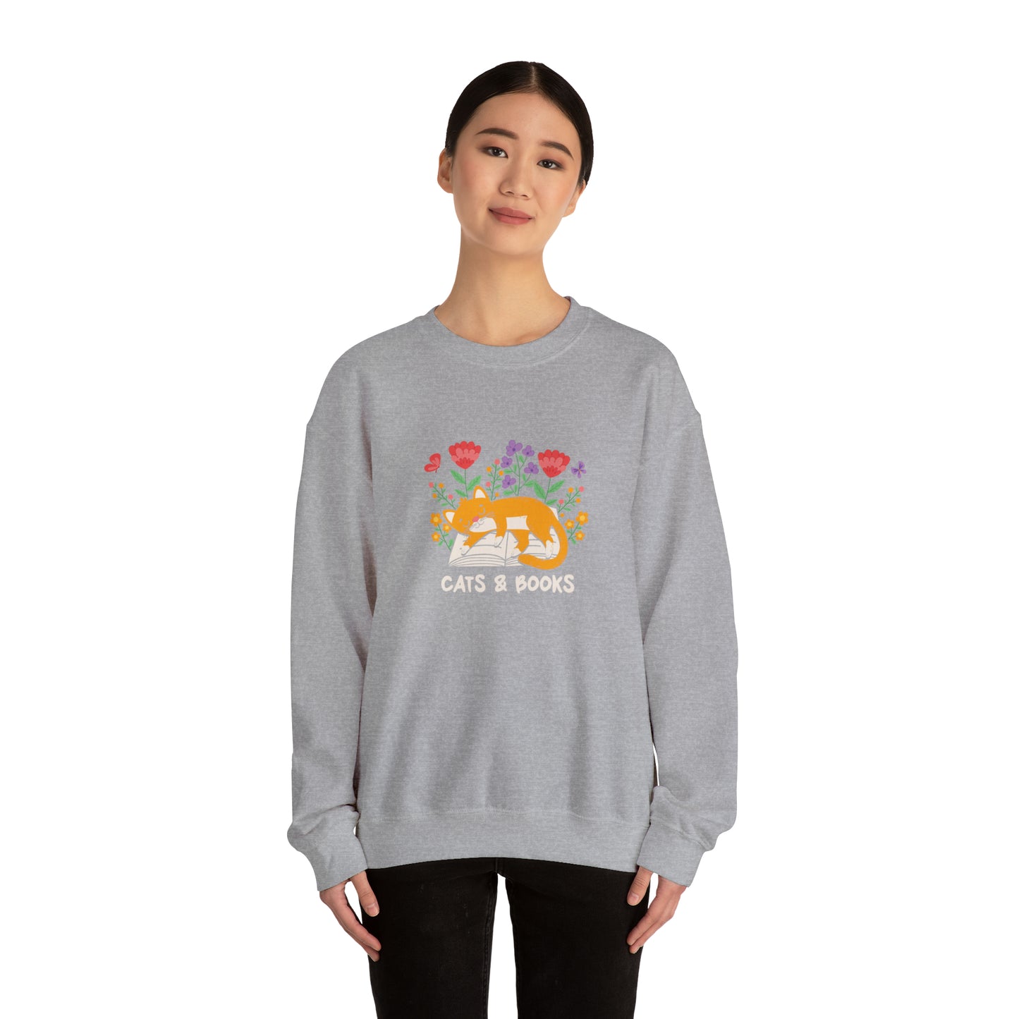 Cat Mom Shirt Cat Lover Tee Cute Book Cat Shirt Floral Book Shirt Book Lover Sweatshirt Reader Bookish Tee Cat Themed Gift For Women for Men