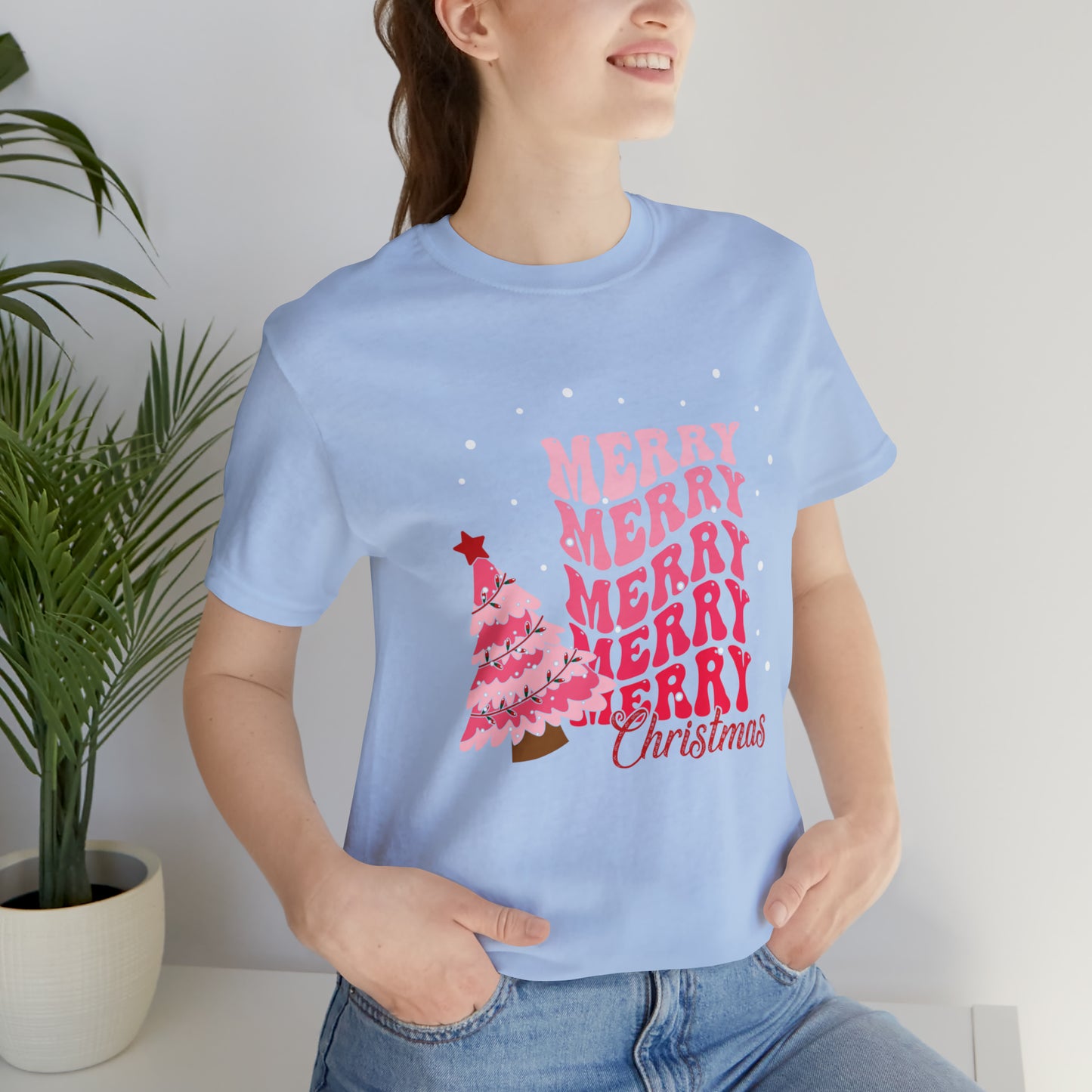 Festive AF shirt Pink Merry Bright Christmas Tshirt for Women Christmas Shirt Sweater Holiday Christmas gift for her gift for him unisex